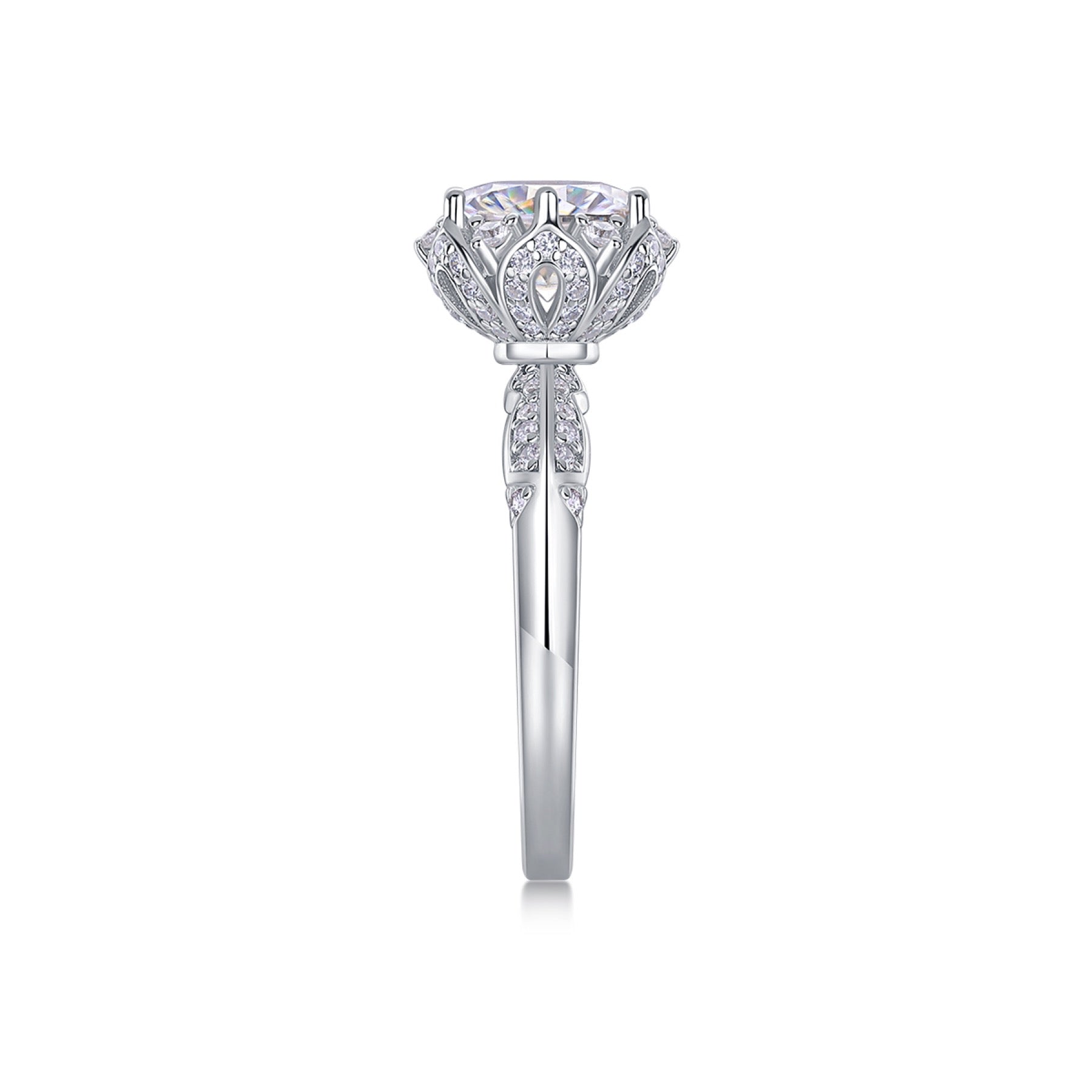 Encore 2 Carat Moissanite Halo Ring in Sterling Silver