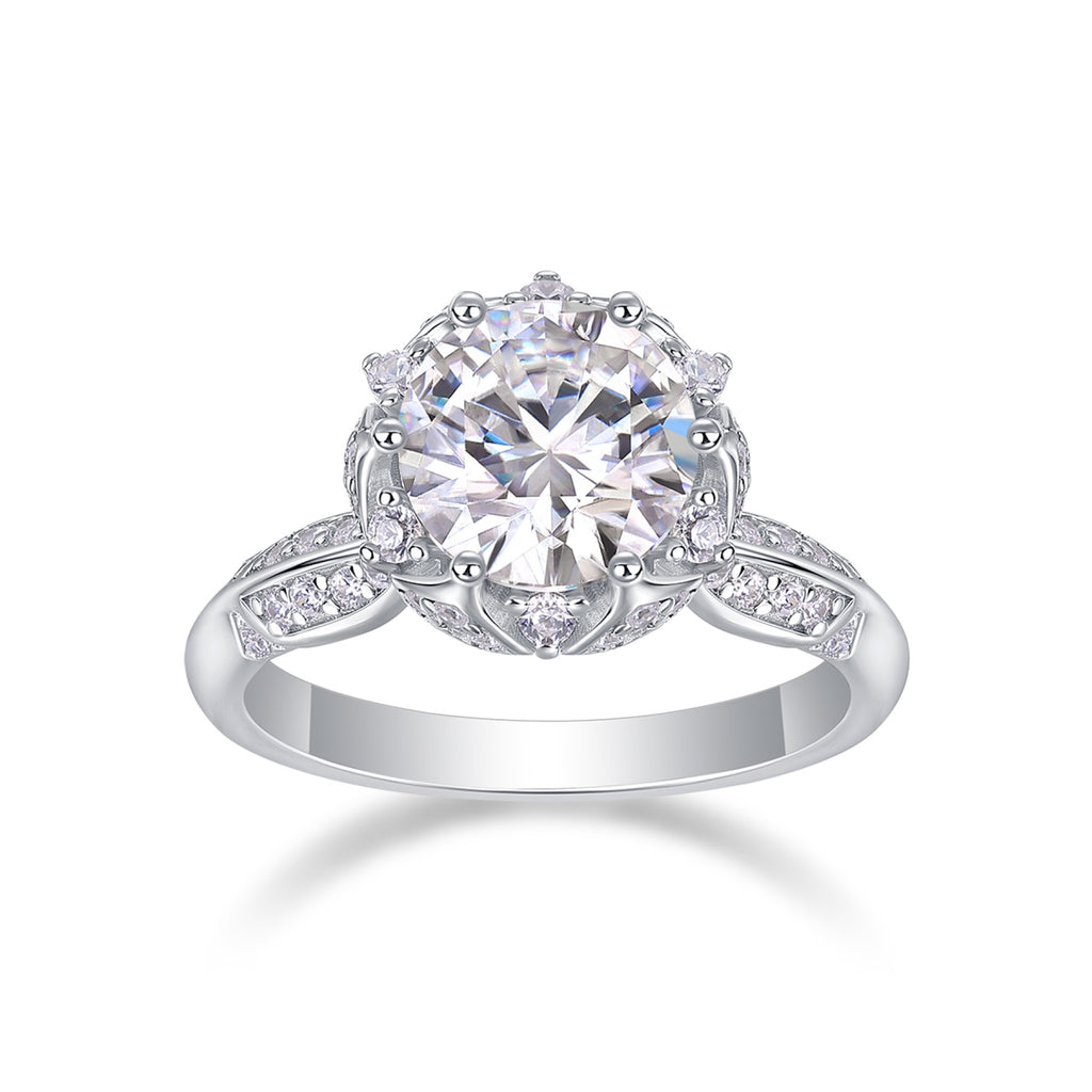 Encore 2 Carat Moissanite Halo Ring in Sterling Silver