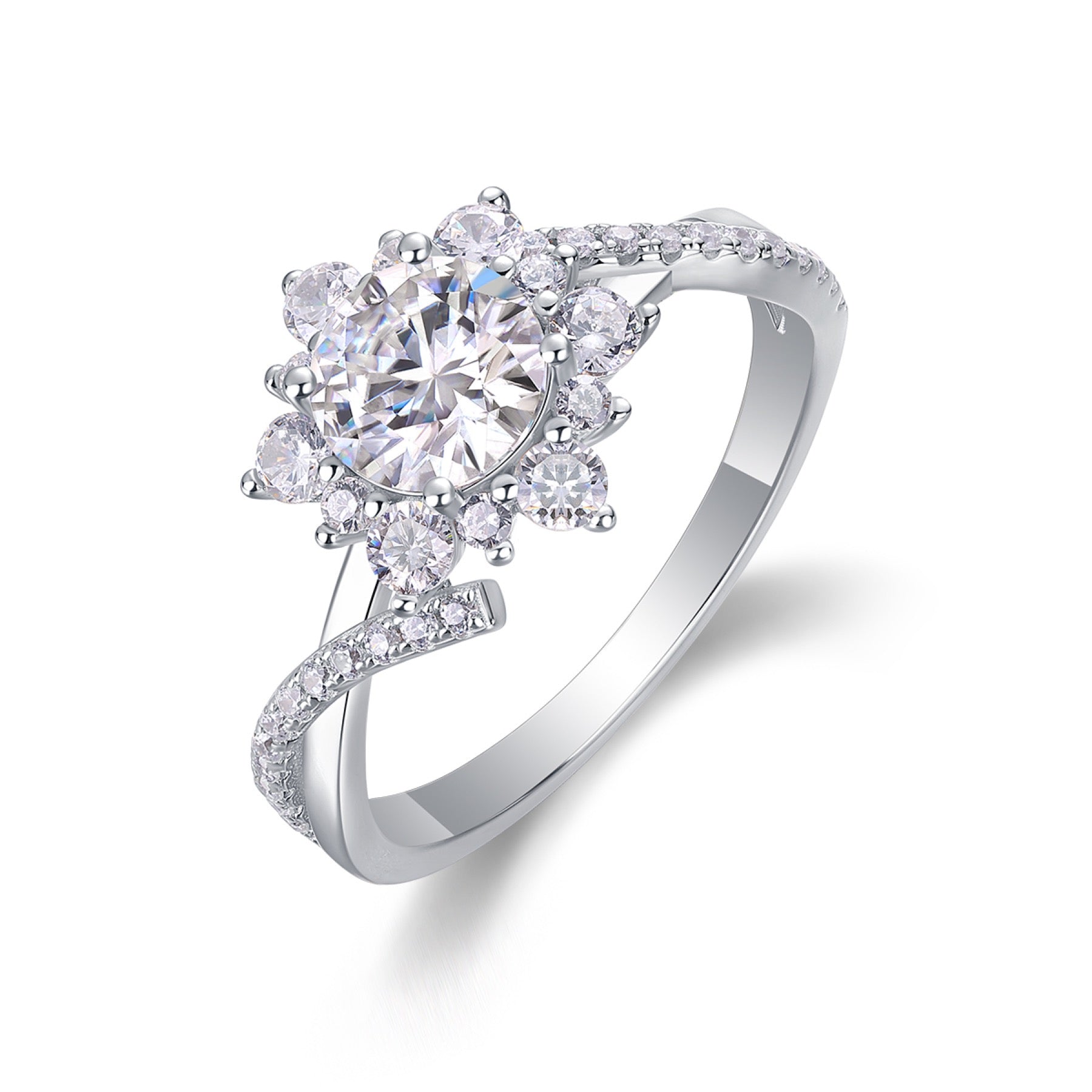 Sonnet Moissanite Cluster Ring in Sterling Silver