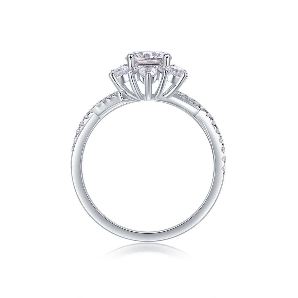 Sonnet Moissanite Cluster Ring in Sterling Silver