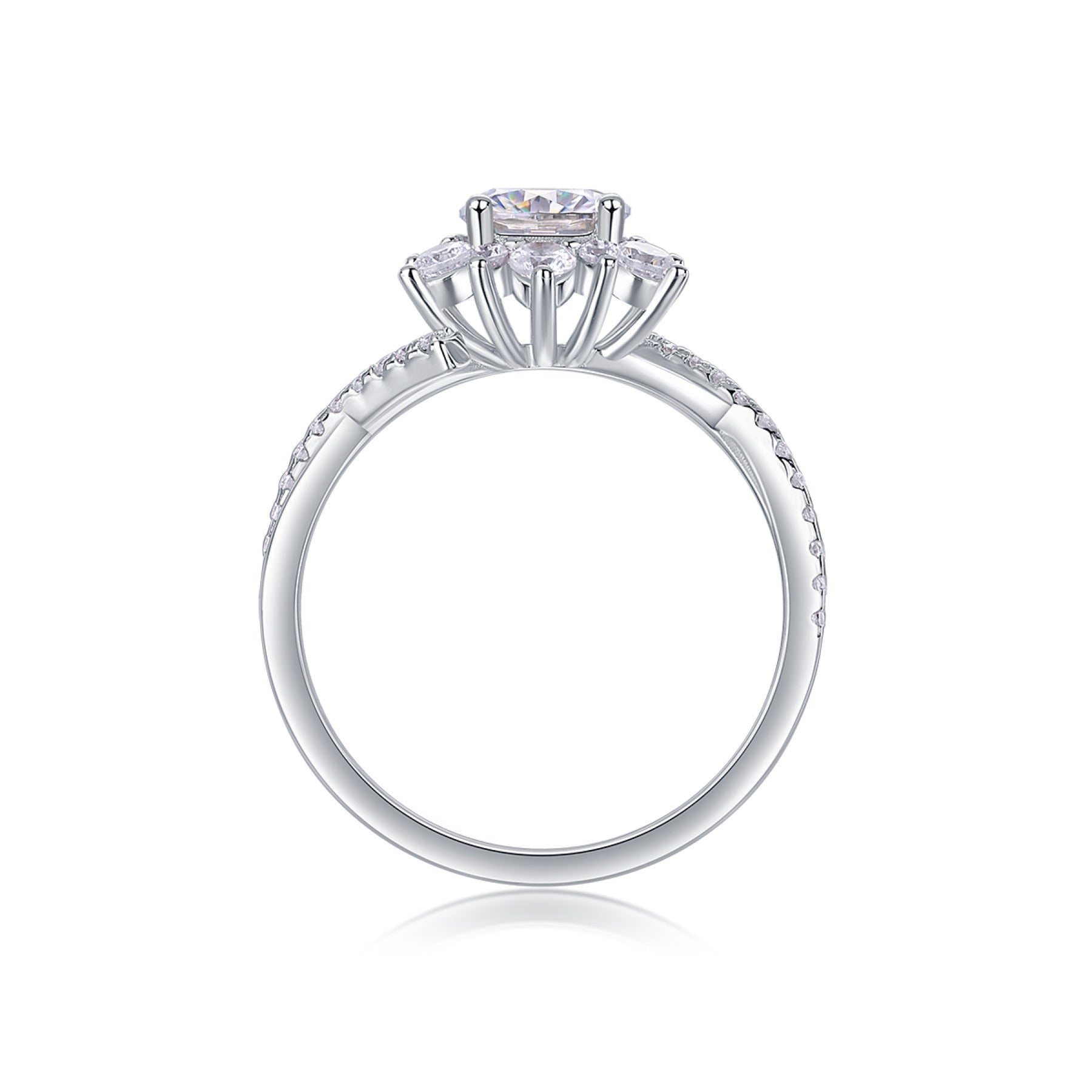 Sonnet Moissanite Cluster Ring in Sterling Silver