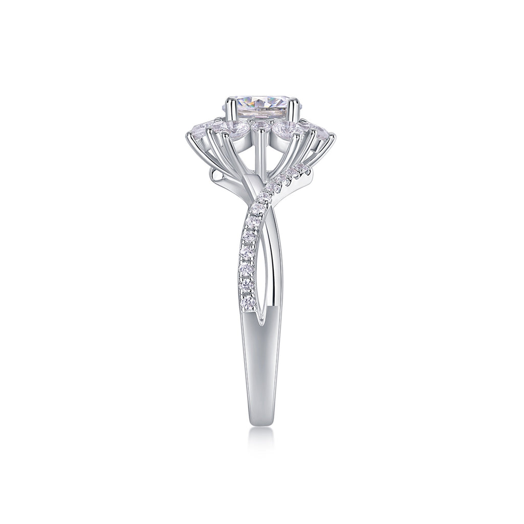 Sonnet Moissanite Cluster Ring in Sterling Silver