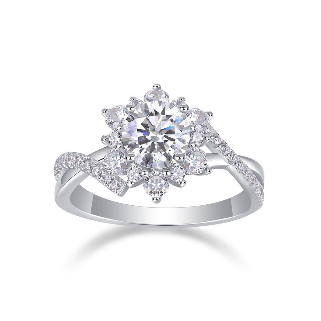 Sonnet Moissanite Cluster Ring in Sterling Silver