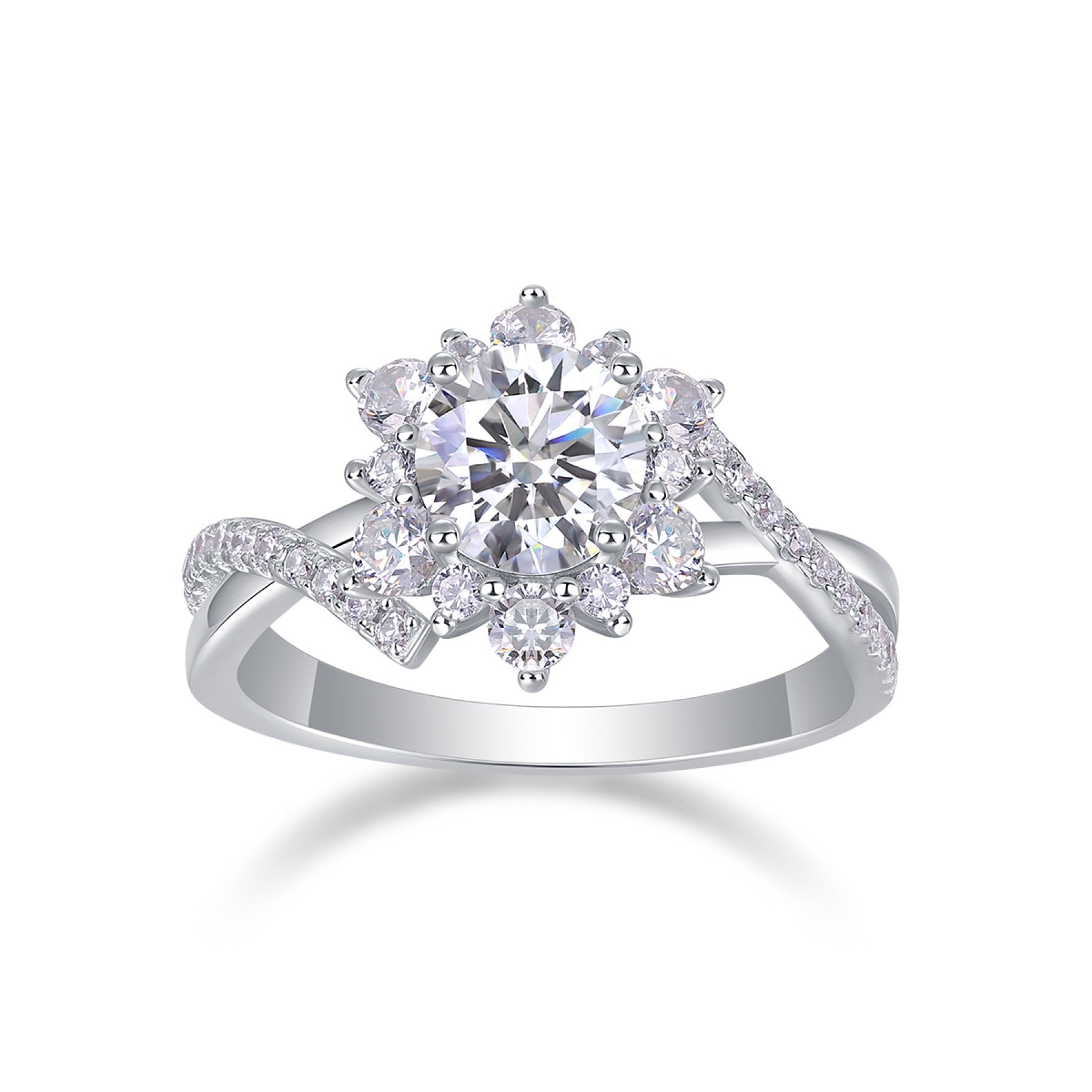 Sonnet Moissanite Cluster Ring in Sterling Silver