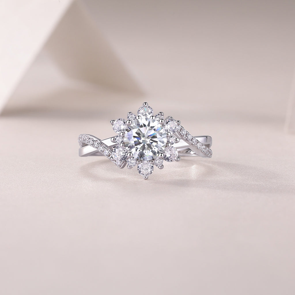 Sonnet Moissanite Cluster Ring in Sterling Silver