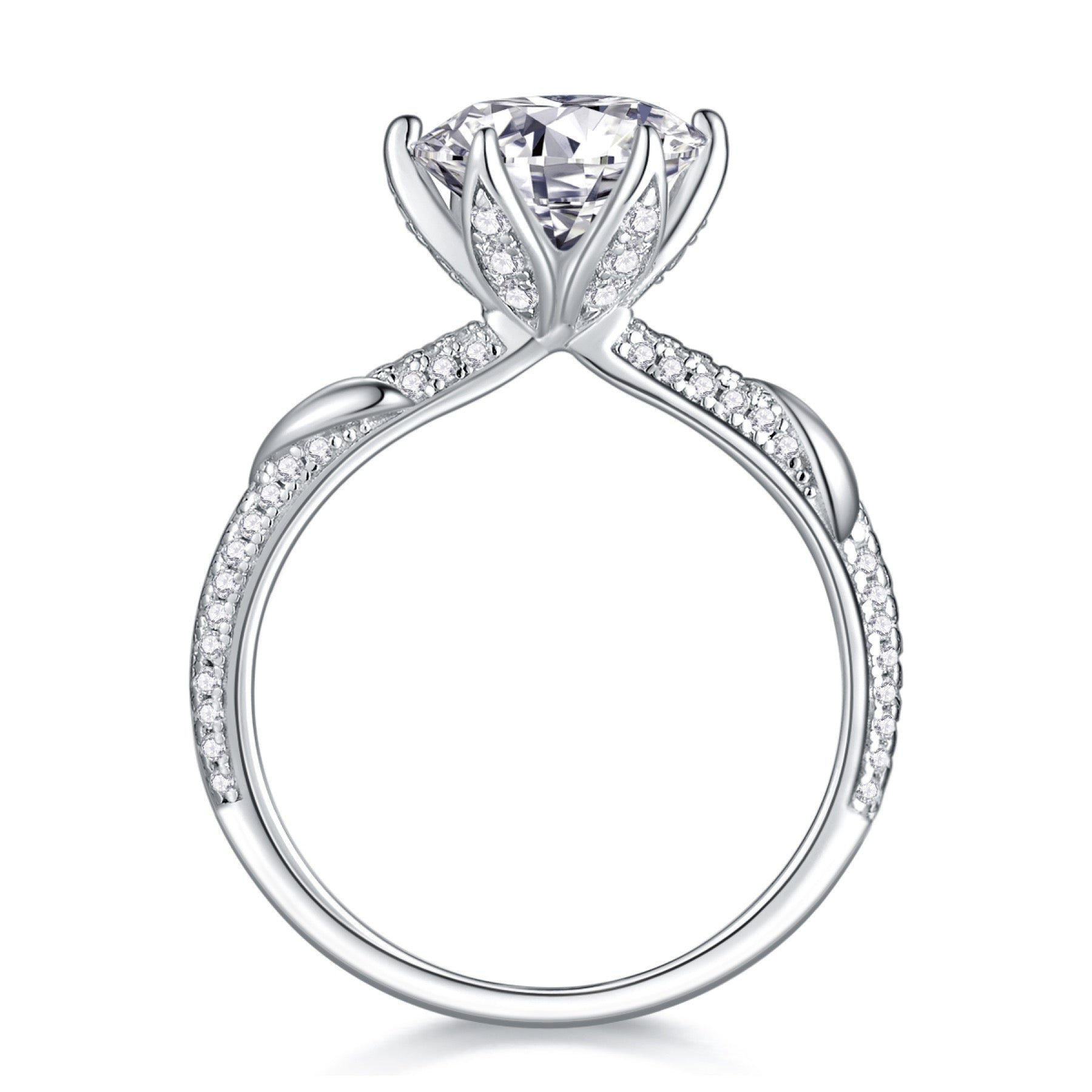 Arctic 3 Carat Moissanite Solitaire Ring in Sterling Silver