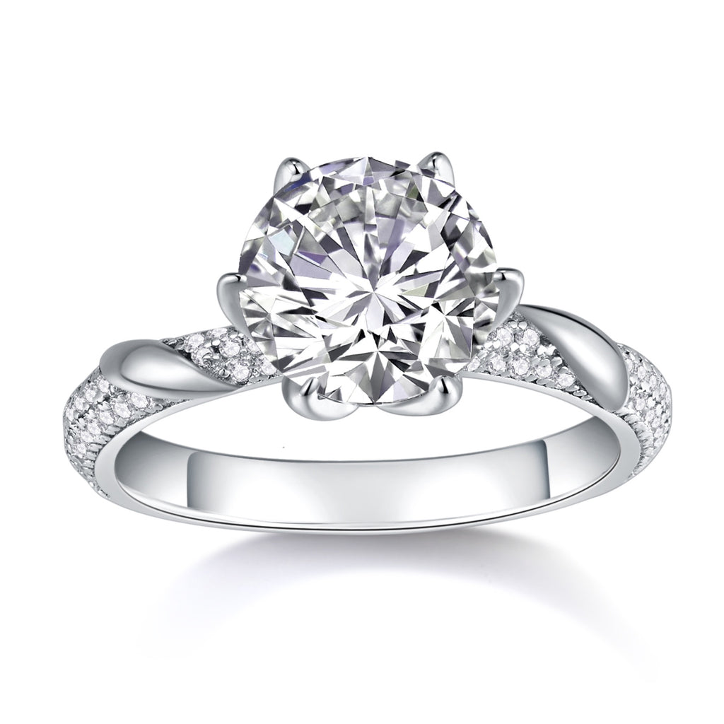 Arctic 3 Carat Moissanite Solitaire Ring in Sterling Silver