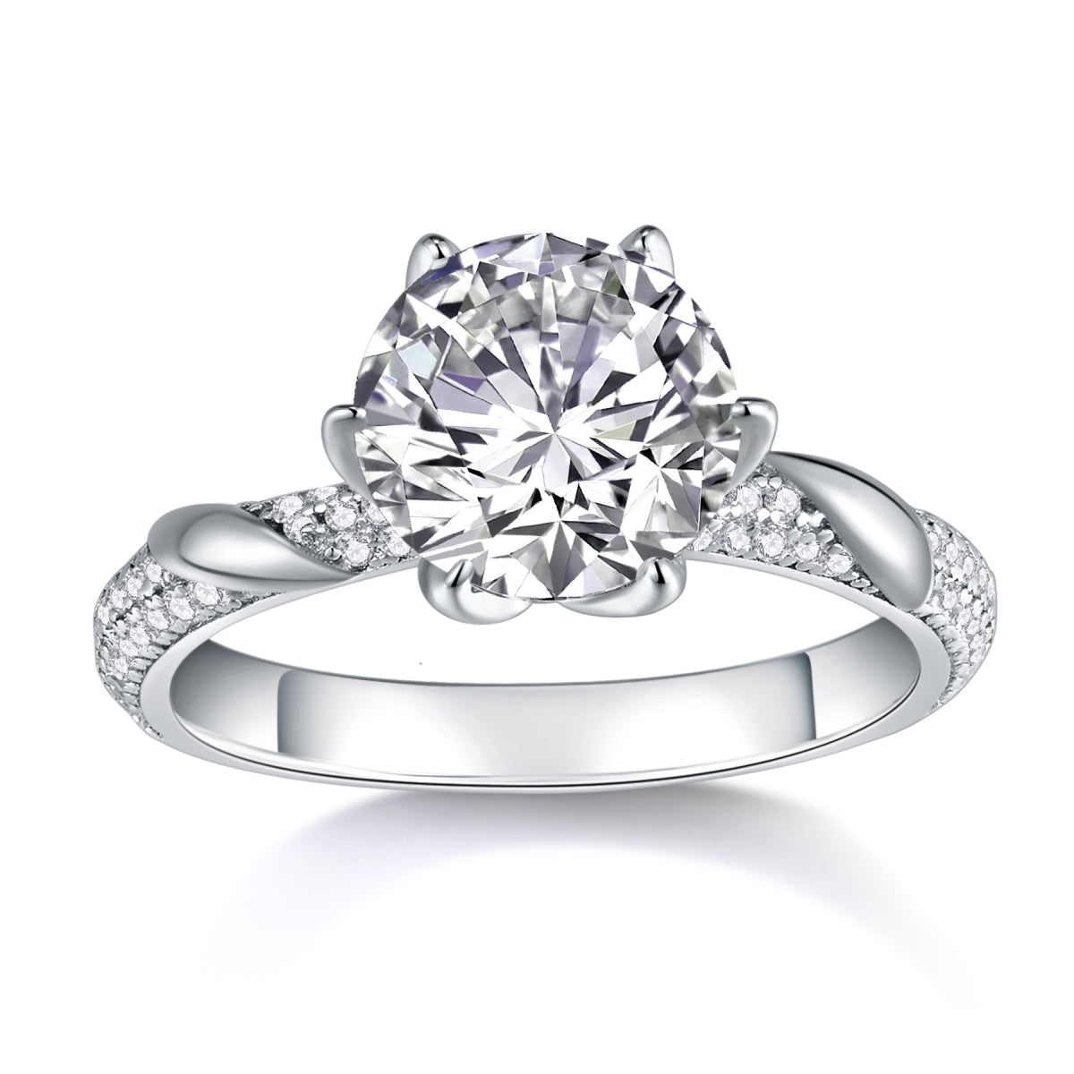 Arctic 3 Carat Moissanite Solitaire Ring in Sterling Silver
