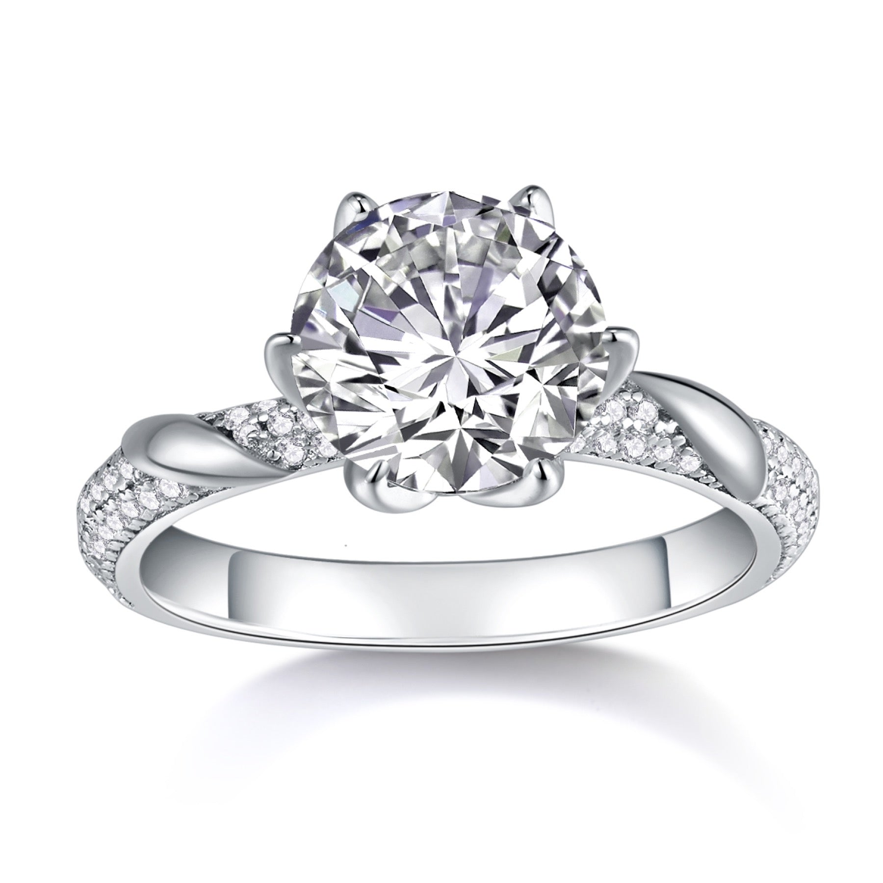 Arctic 3 Carat Moissanite Solitaire Ring in Sterling Silver