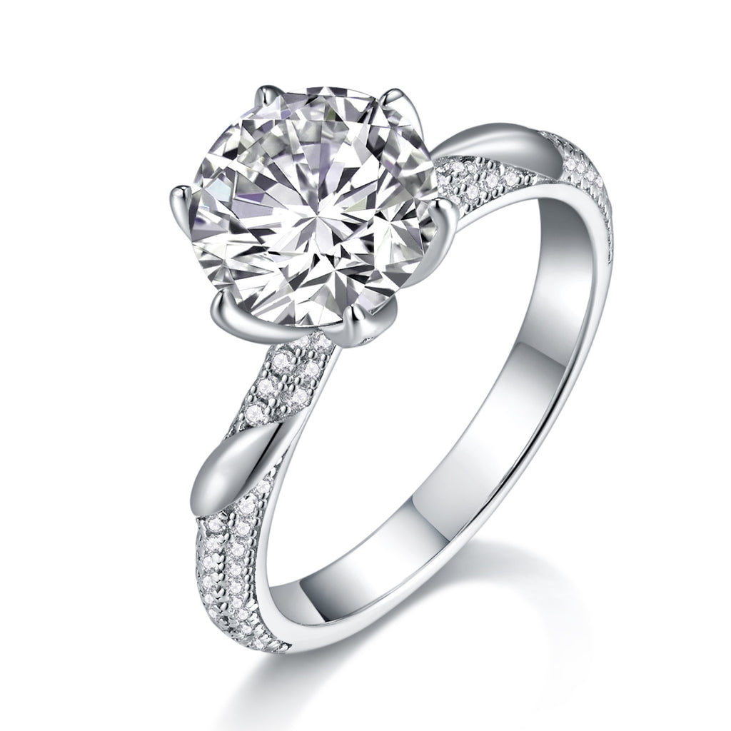 Arctic 3 Carat Moissanite Solitaire Ring in Sterling Silver