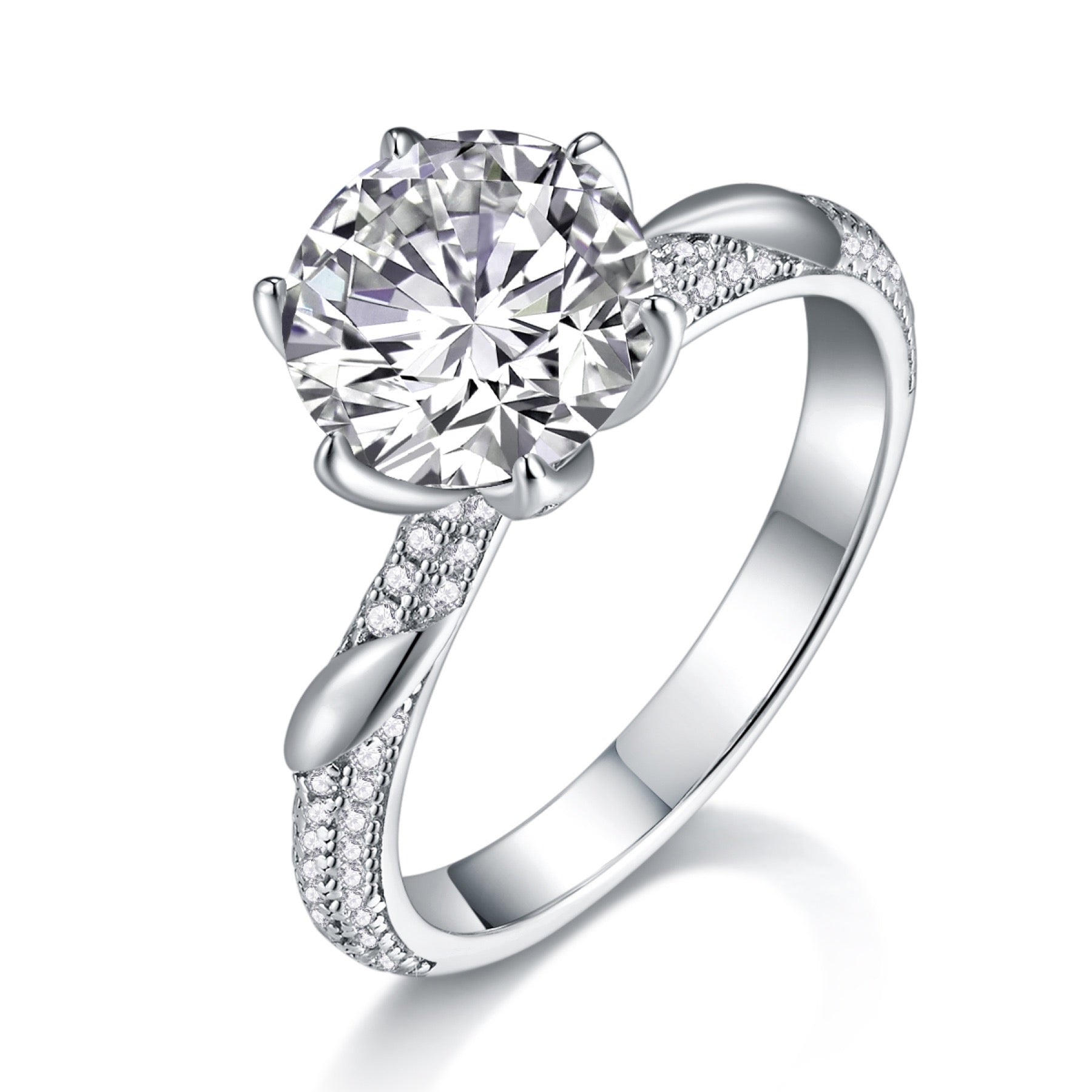 Arctic 3 Carat Moissanite Solitaire Ring in Sterling Silver