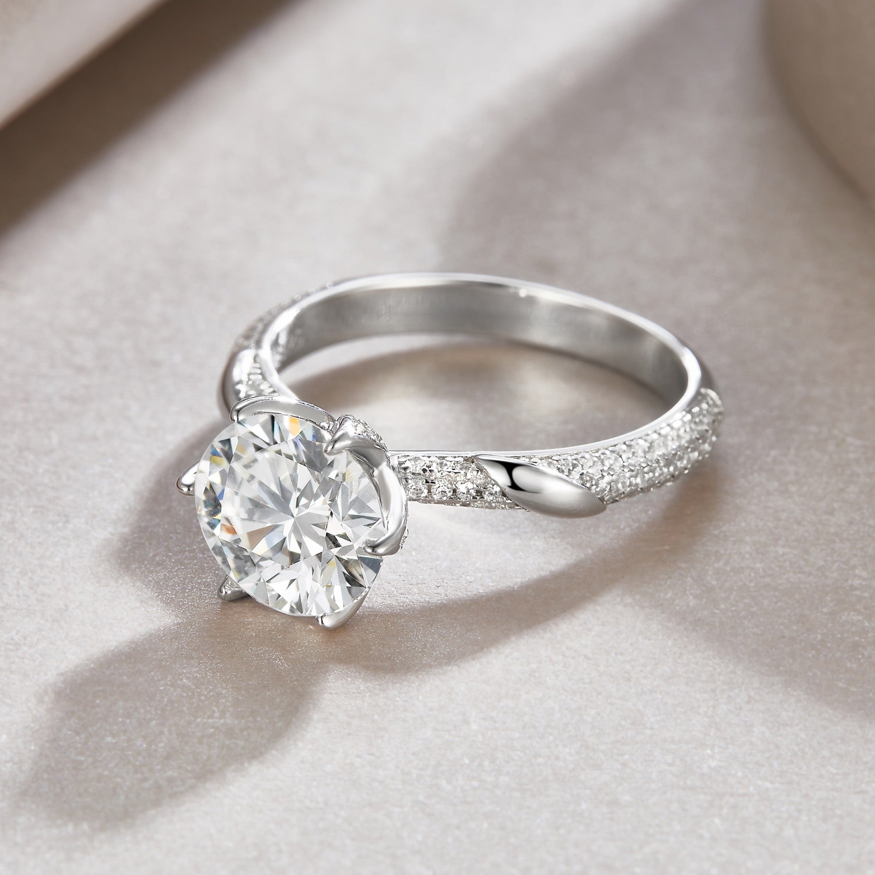 Arctic 3 Carat Moissanite Solitaire Ring in Sterling Silver