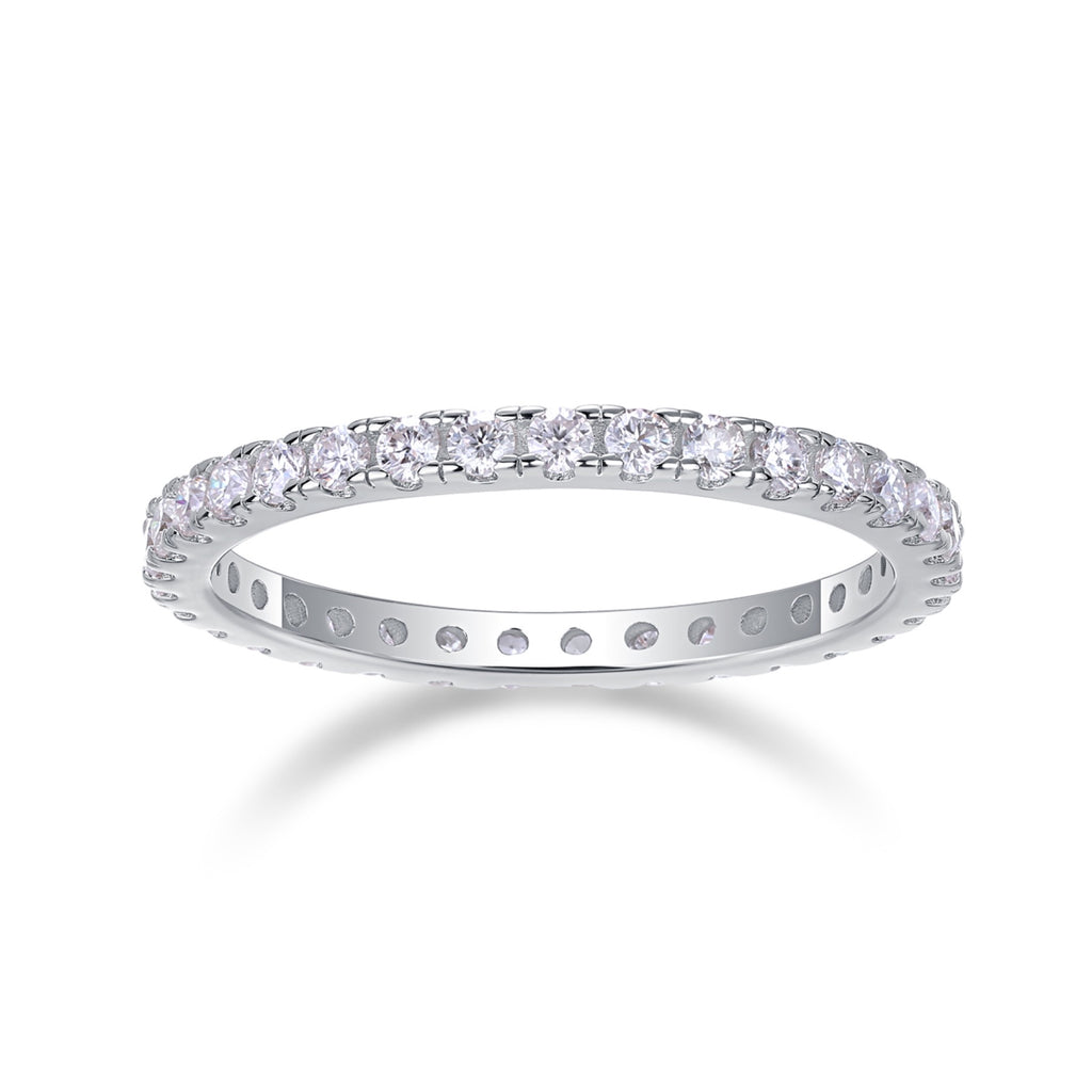 Daylight Moissanite Eternity Band Ring in Sterling Silver