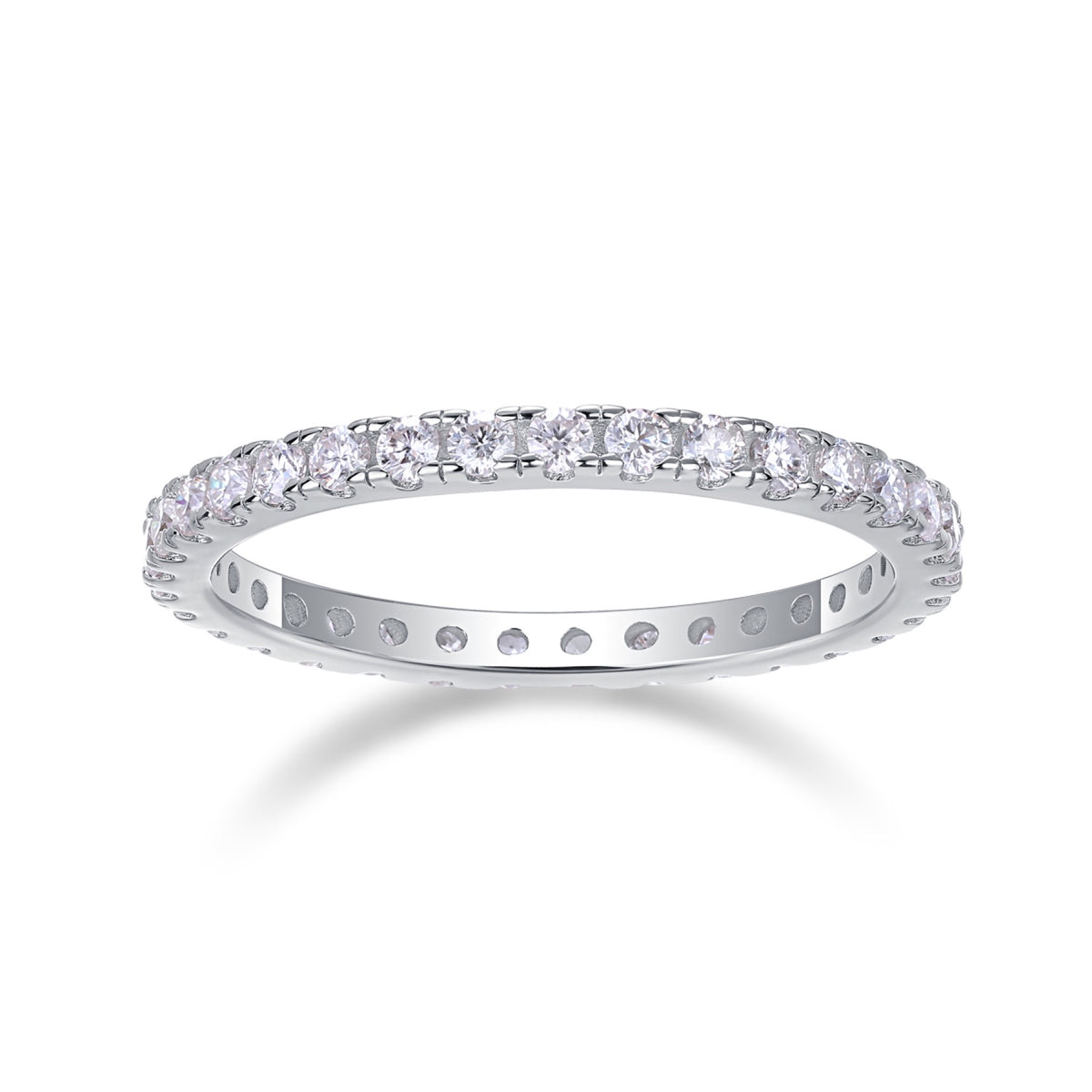 Daylight Moissanite Eternity Band Ring in Sterling Silver