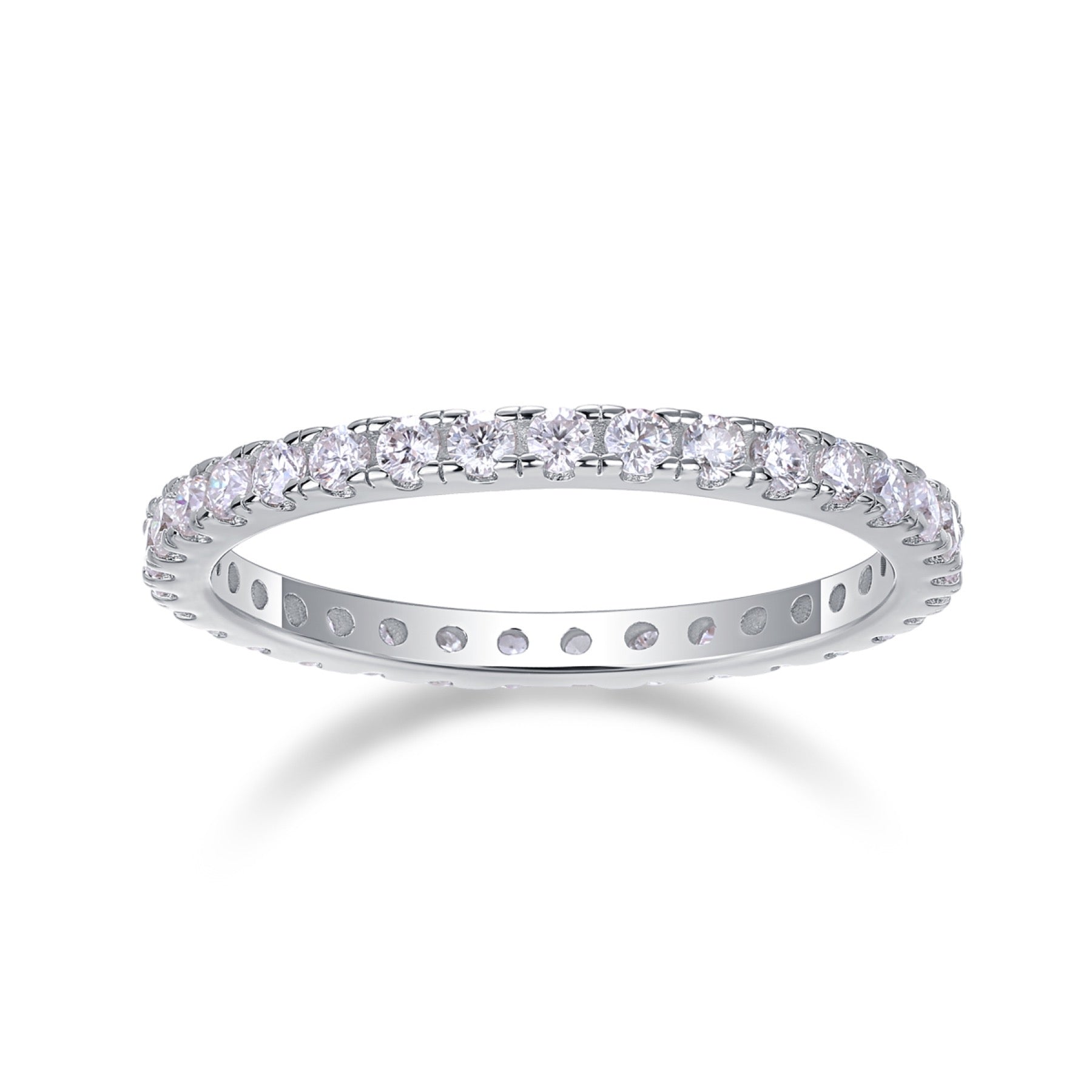 Daylight Moissanite Eternity Band Ring in Sterling Silver