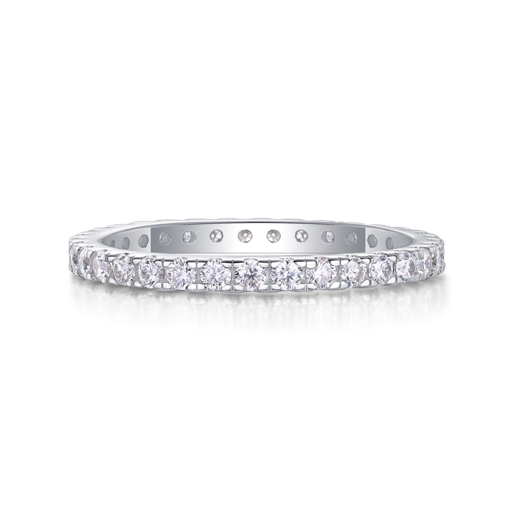 Daylight Moissanite Eternity Band Ring in Sterling Silver