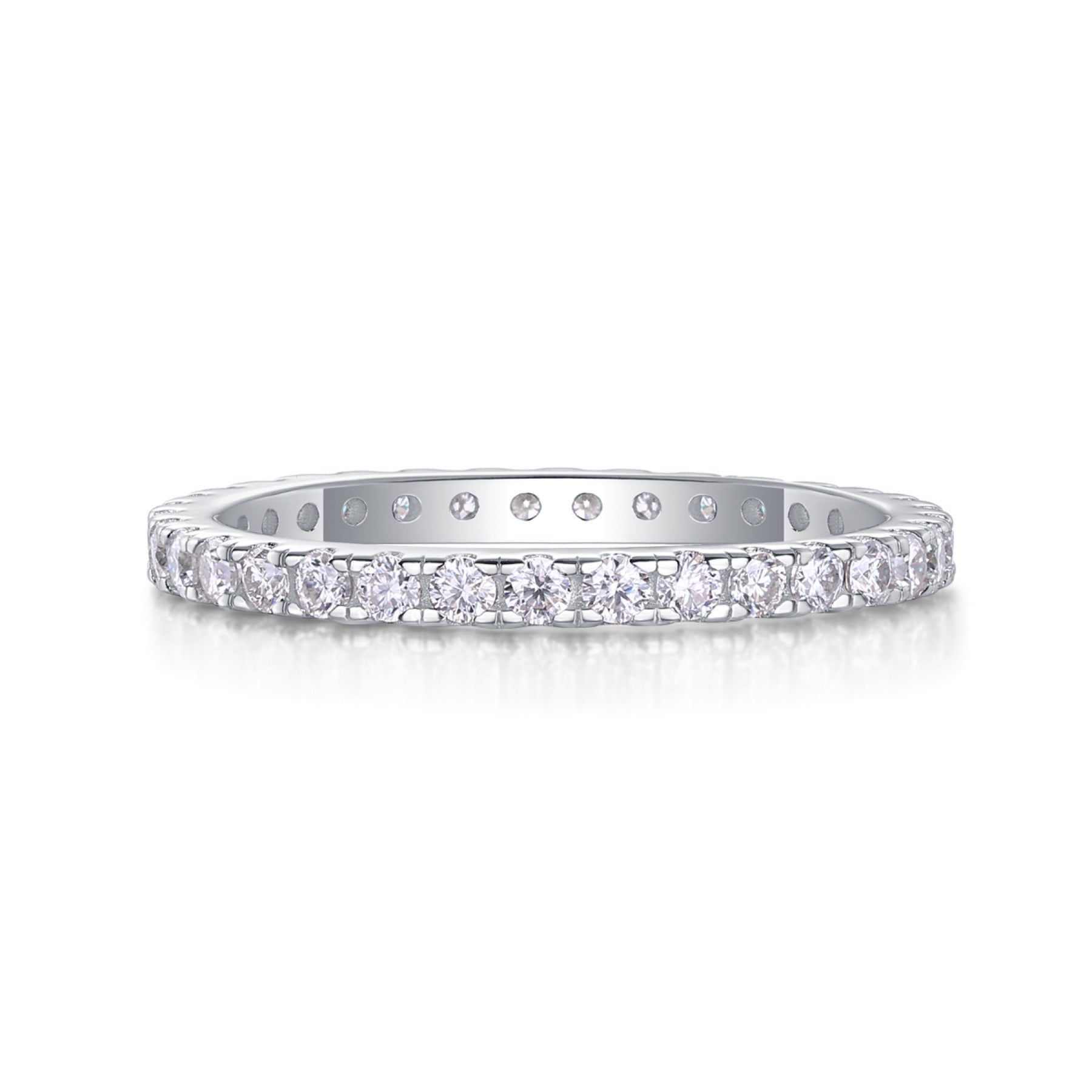Daylight Moissanite Eternity Band Ring in Sterling Silver