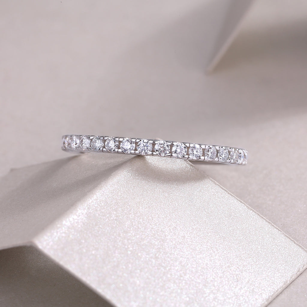 Daylight Moissanite Eternity Band Ring in Sterling Silver