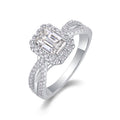 Daydream Emerald-Cut Moissanite Halo Ring in Sterling Silver