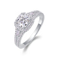 Evermore Cushion-Cut Moissanite Halo Ring in Sterling Silver