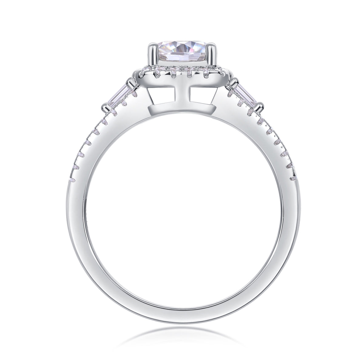 Evermore 1 Carat Cushion-Cut Moissanite Halo Ring in Sterling Silver