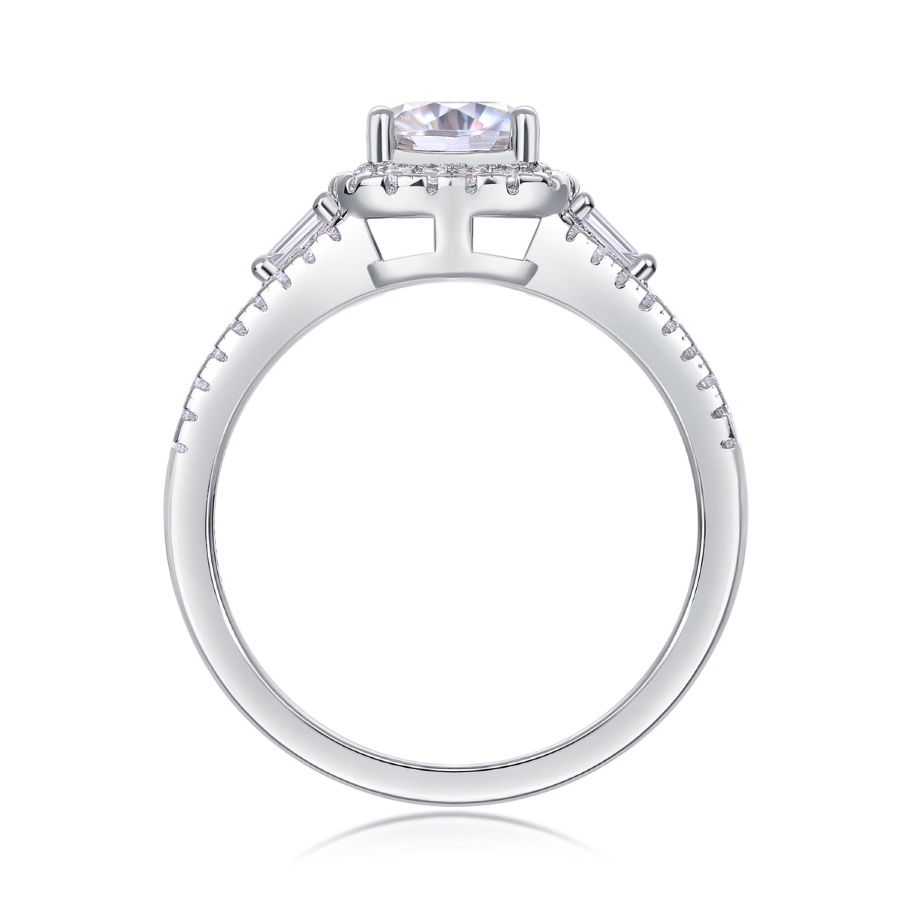Evermore Cushion-Cut Moissanite Halo Ring in Sterling Silver