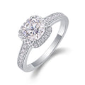 Ardent Cushion-Cut Moissanite Halo Ring in Sterling Silver