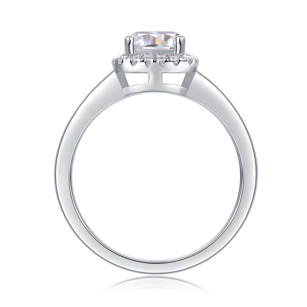 Ardent Cushion-Cut Moissanite Halo Ring in Sterling Silver