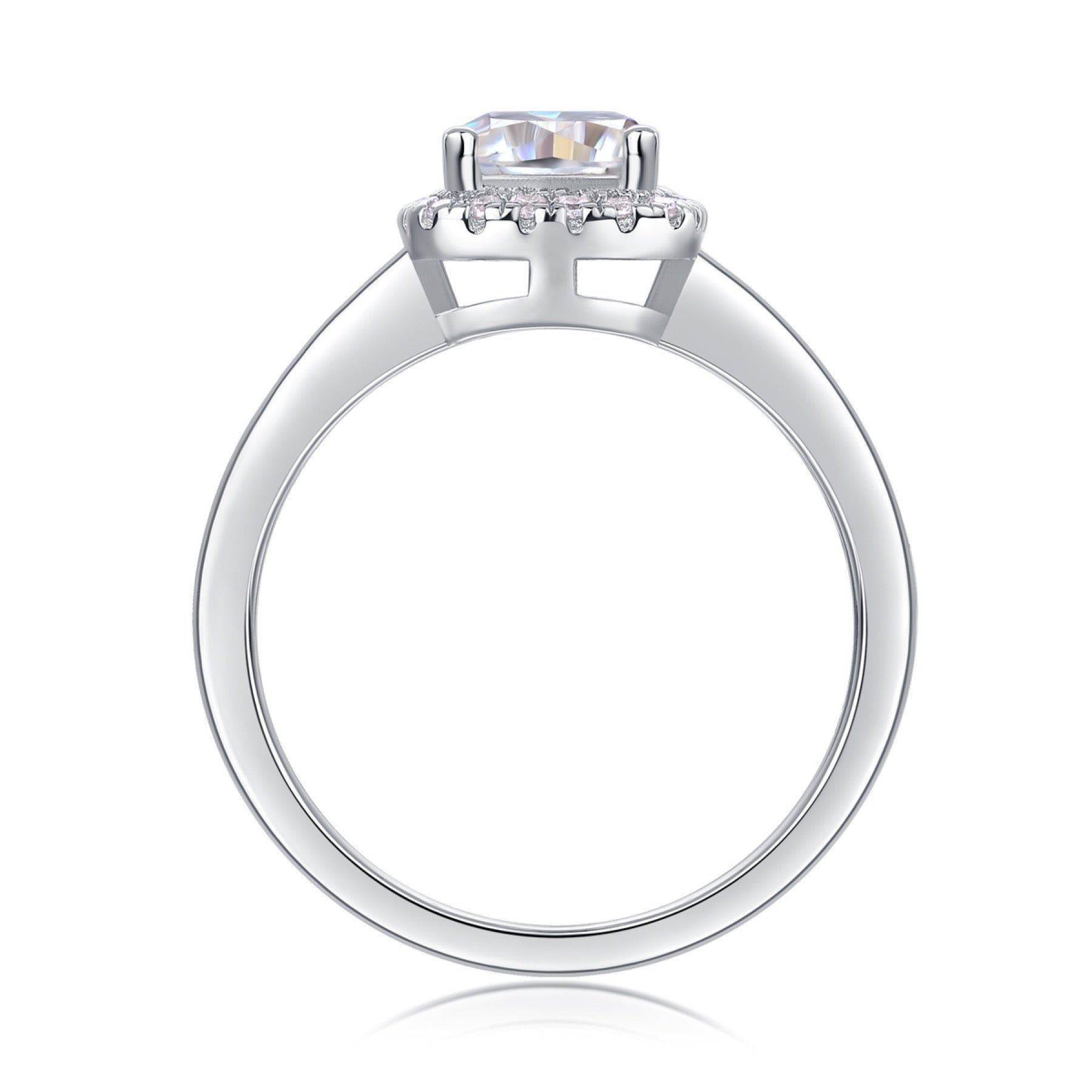 Ardent Cushion-Cut Moissanite Halo Ring in Sterling Silver