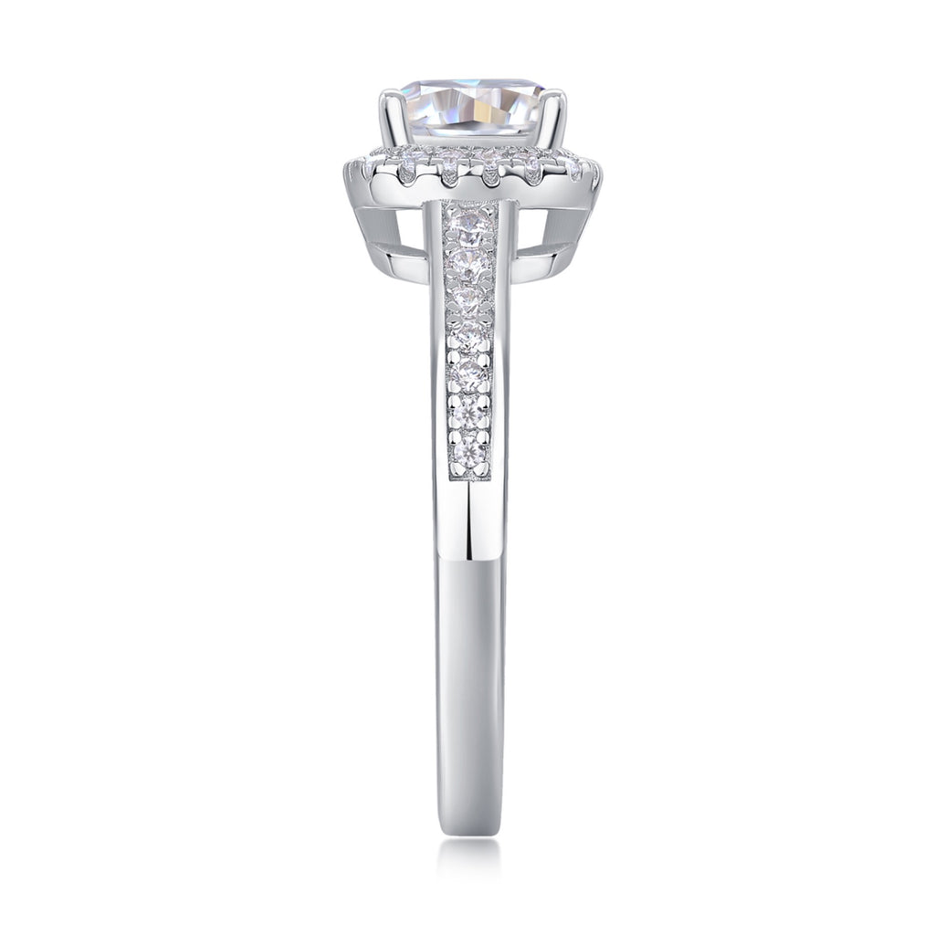 Ardent Cushion-Cut Moissanite Halo Ring in Sterling Silver