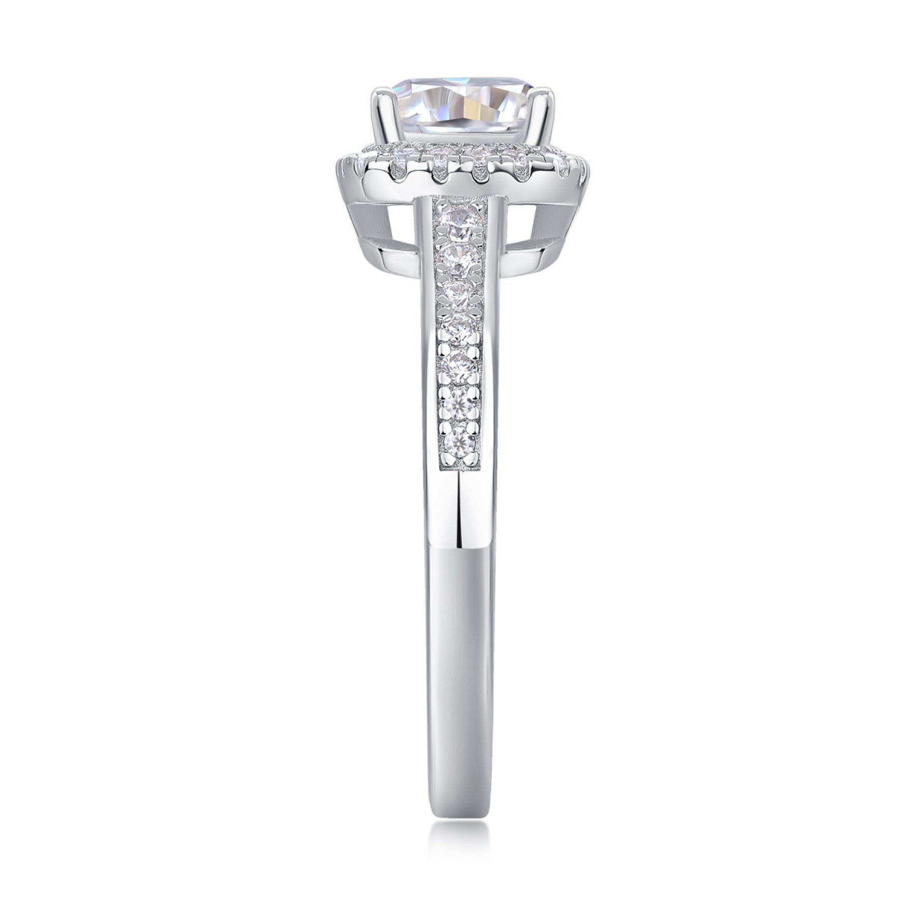 Ardent Cushion-Cut Moissanite Halo Ring in Sterling Silver