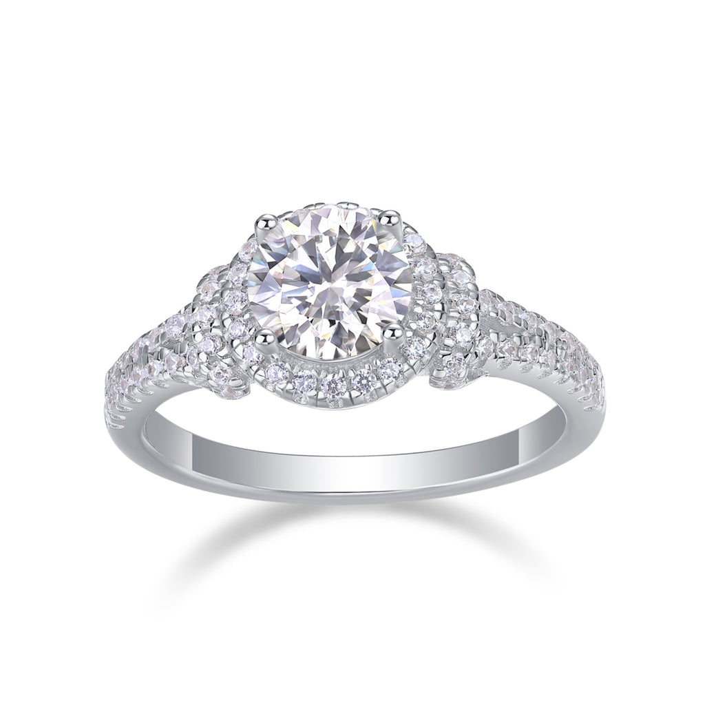 Vivace Moissanite Halo Ring in Sterling Silver