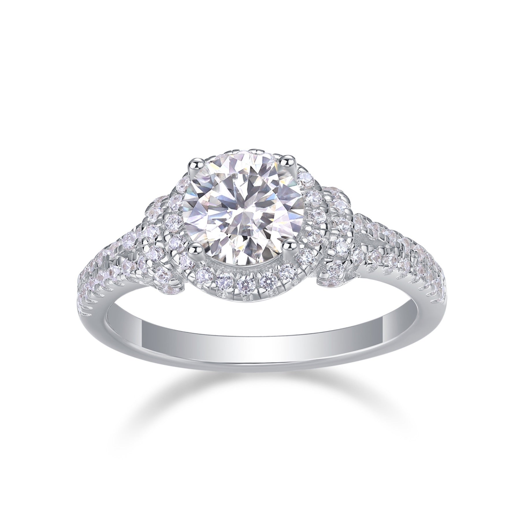 Vivace Moissanite Halo Ring in Sterling Silver
