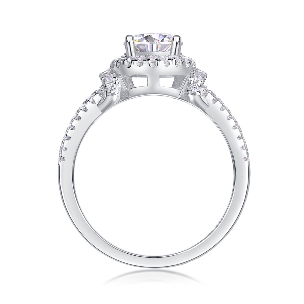 Vivace Moissanite Halo Ring in Sterling Silver