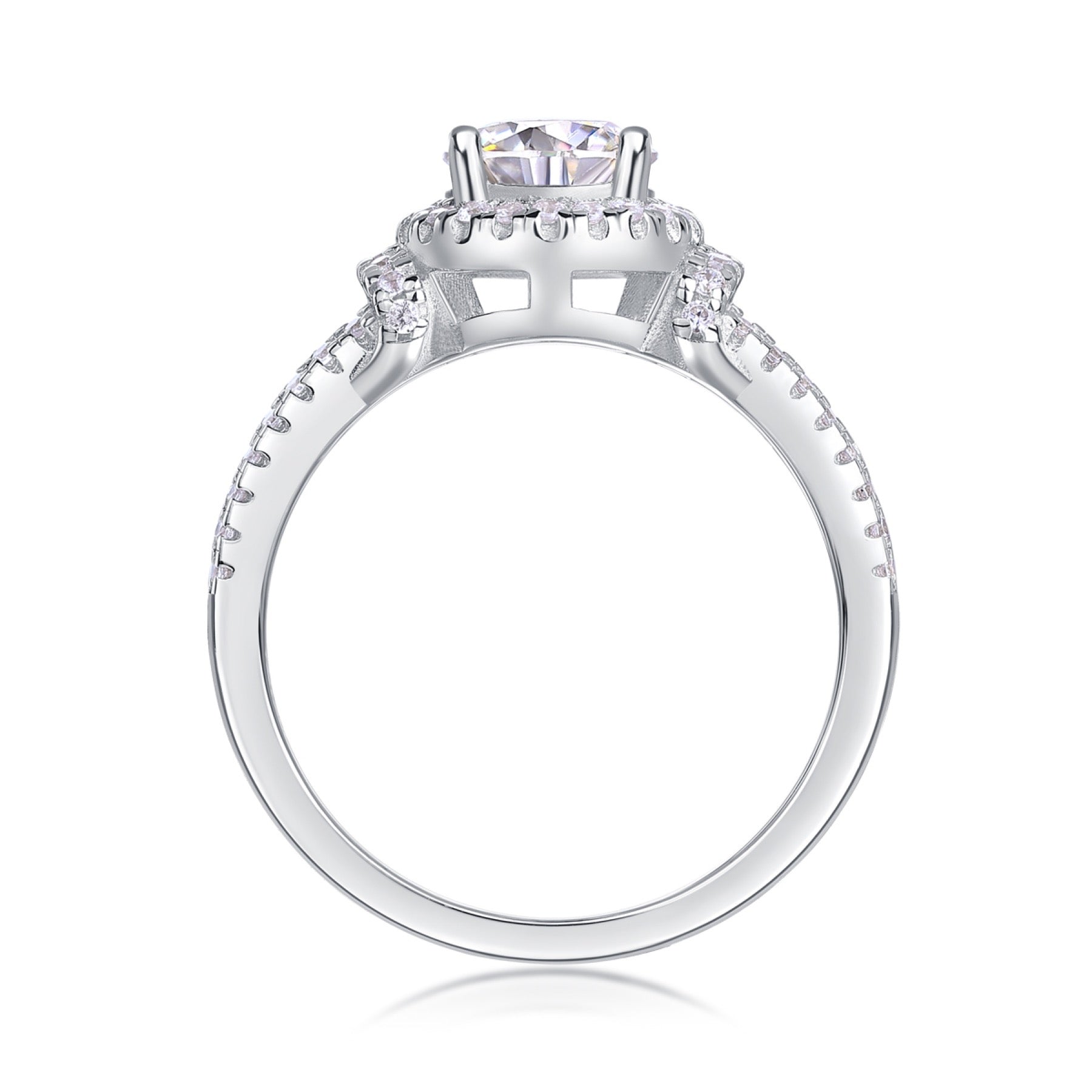 Vivace Moissanite Halo Ring in Sterling Silver
