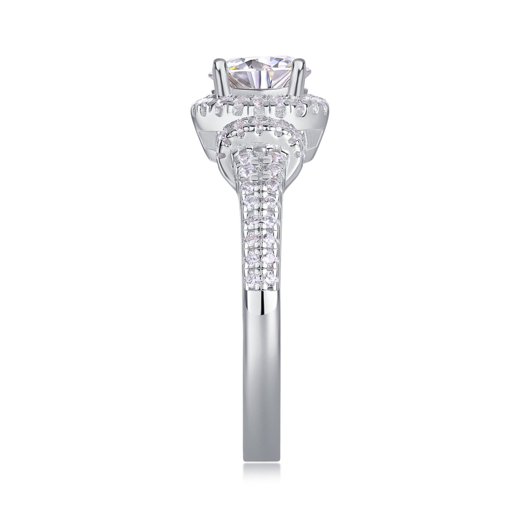 Vivace Moissanite Halo Ring in Sterling Silver