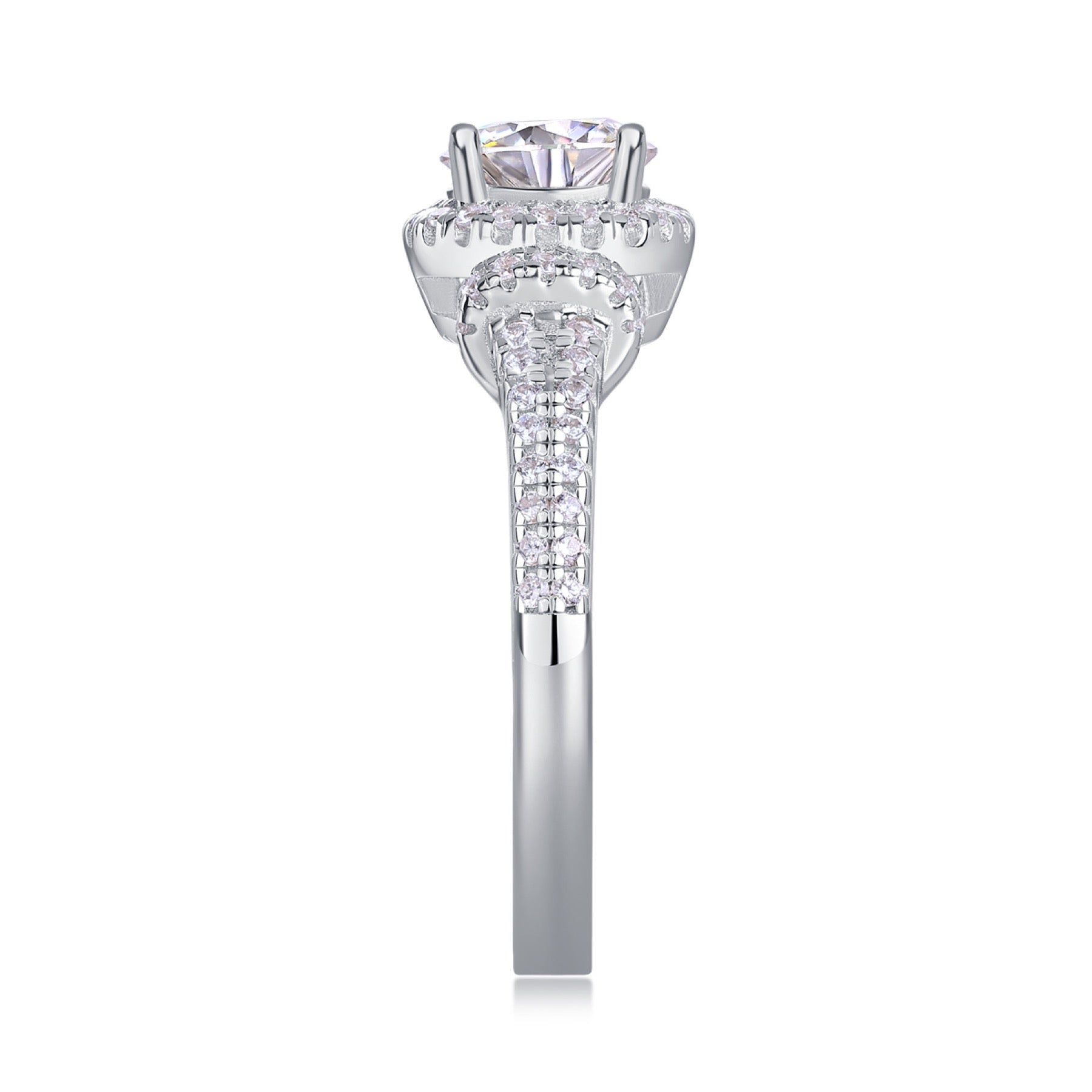Vivace Moissanite Halo Ring in Sterling Silver
