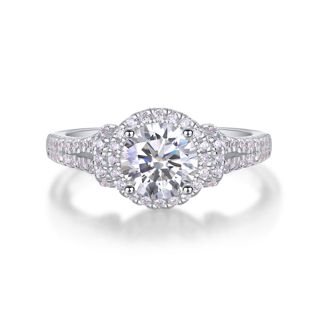 Vivace Moissanite Halo Ring in Sterling Silver