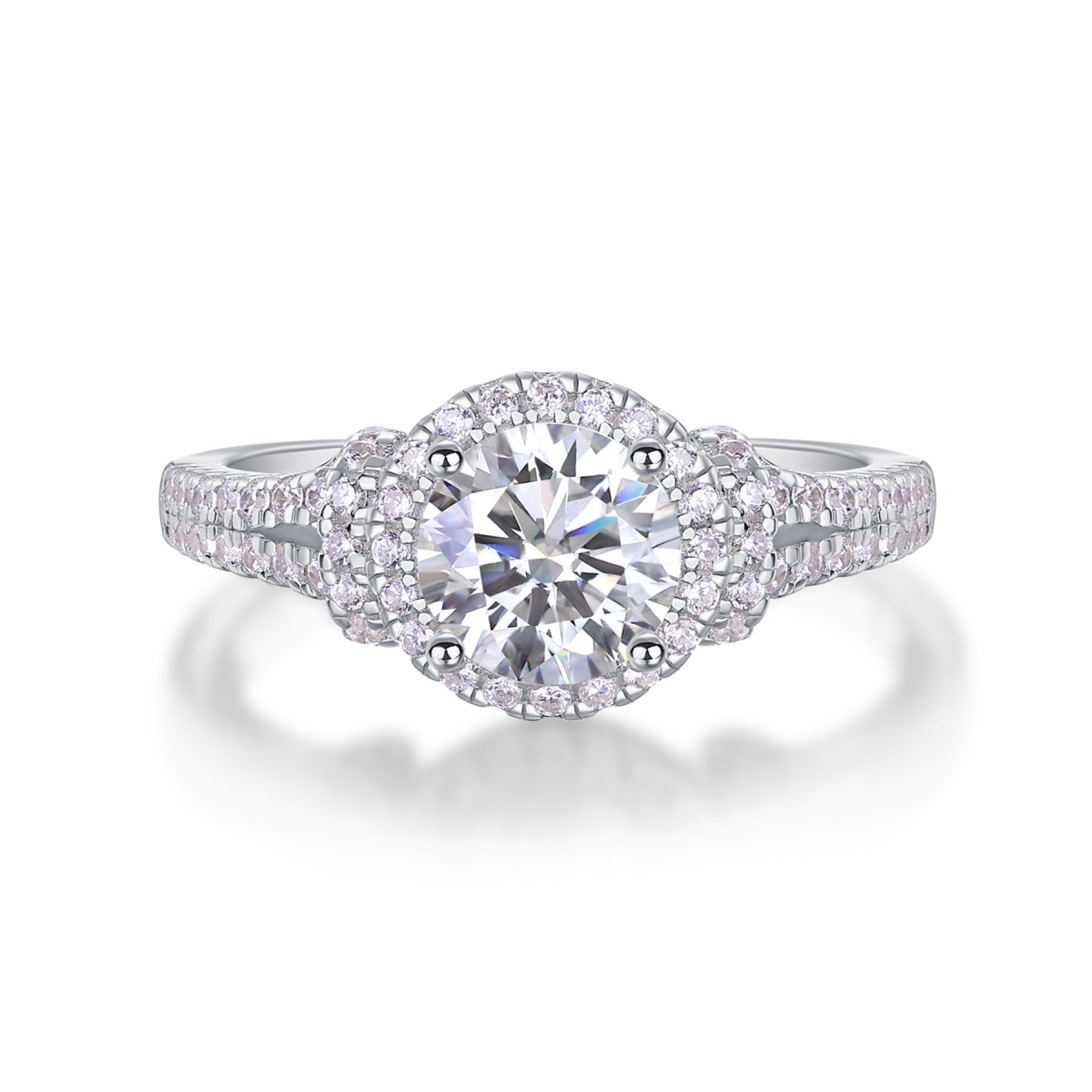 Vivace Moissanite Halo Ring in Sterling Silver