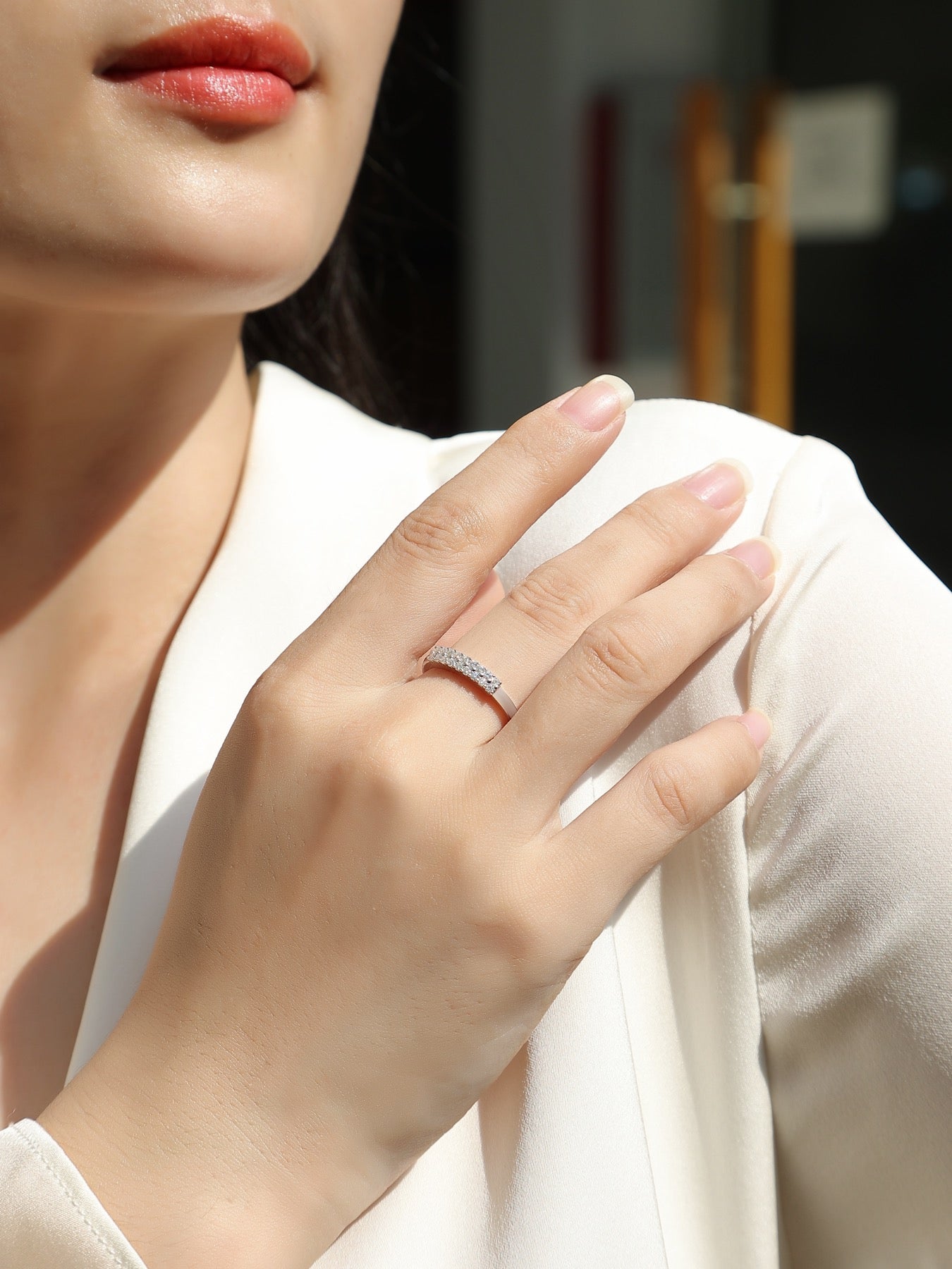 Innocence Moissanite Band Ring in Sterling Silver