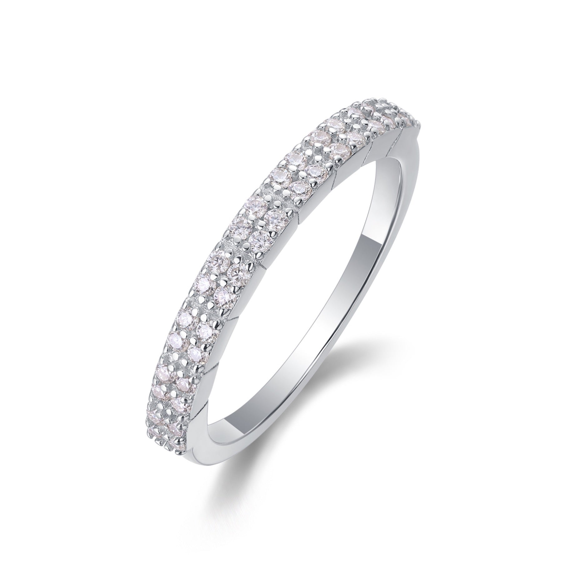 Amata Moissanite Band Ring in Sterling Silver