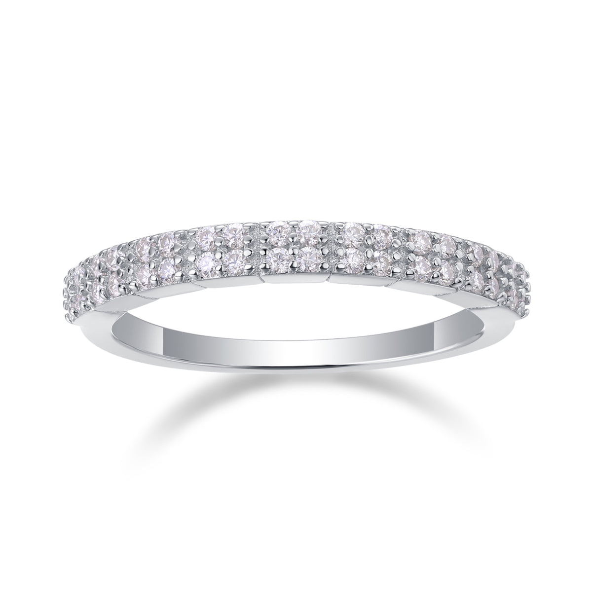 Amata Moissanite Band Ring in Sterling Silver