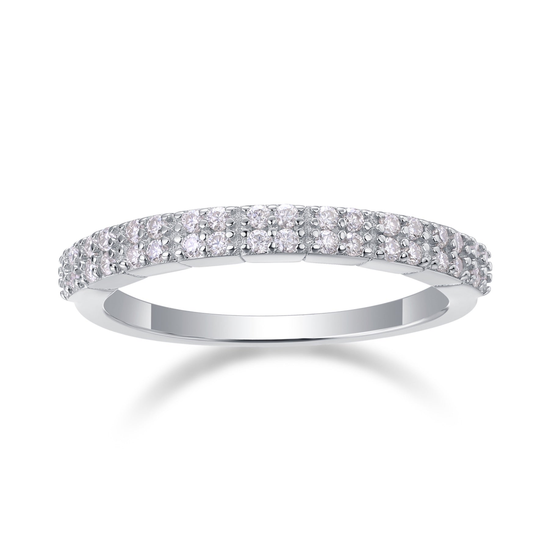 Amata Moissanite Band Ring in Sterling Silver