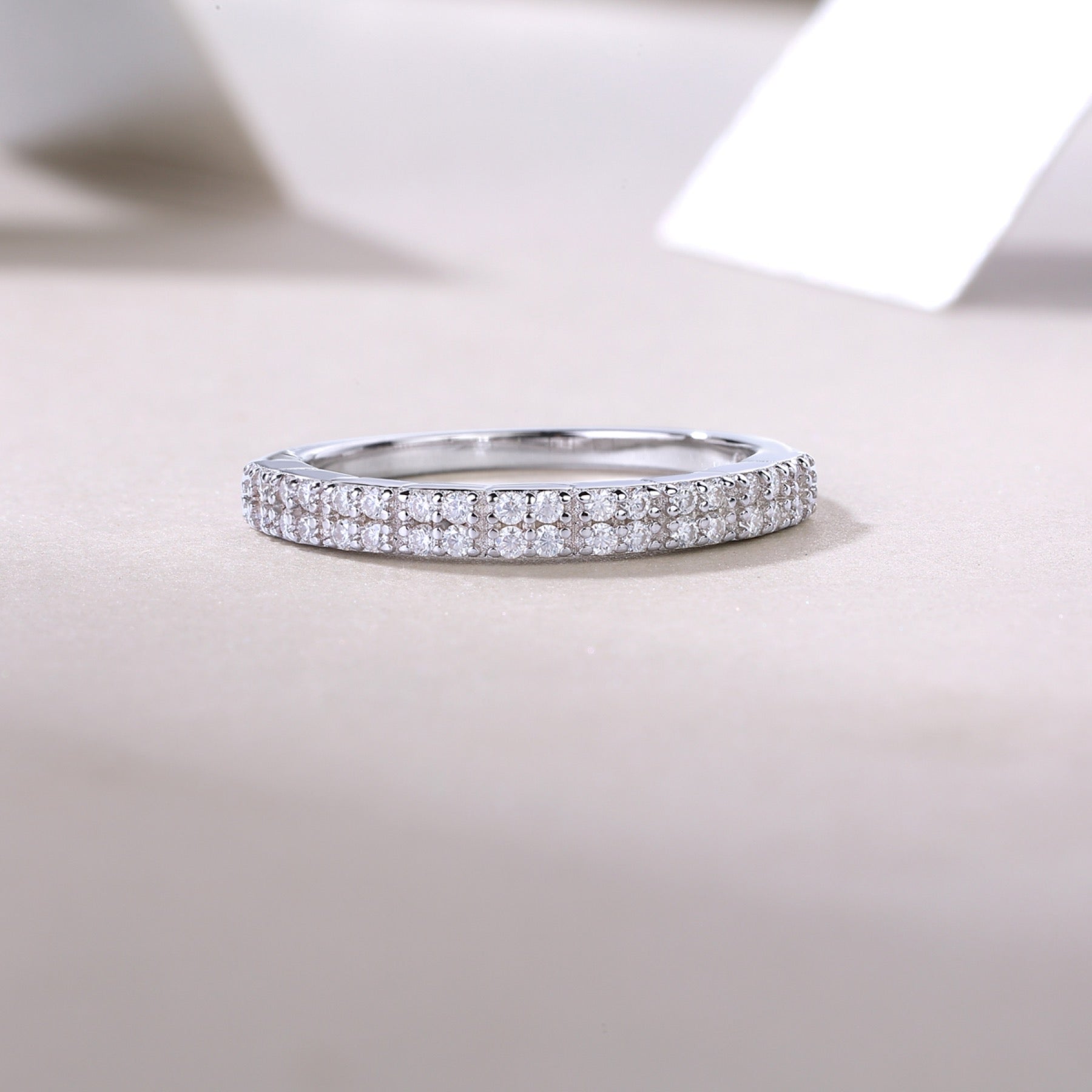 Amata Moissanite Band Ring in Sterling Silver