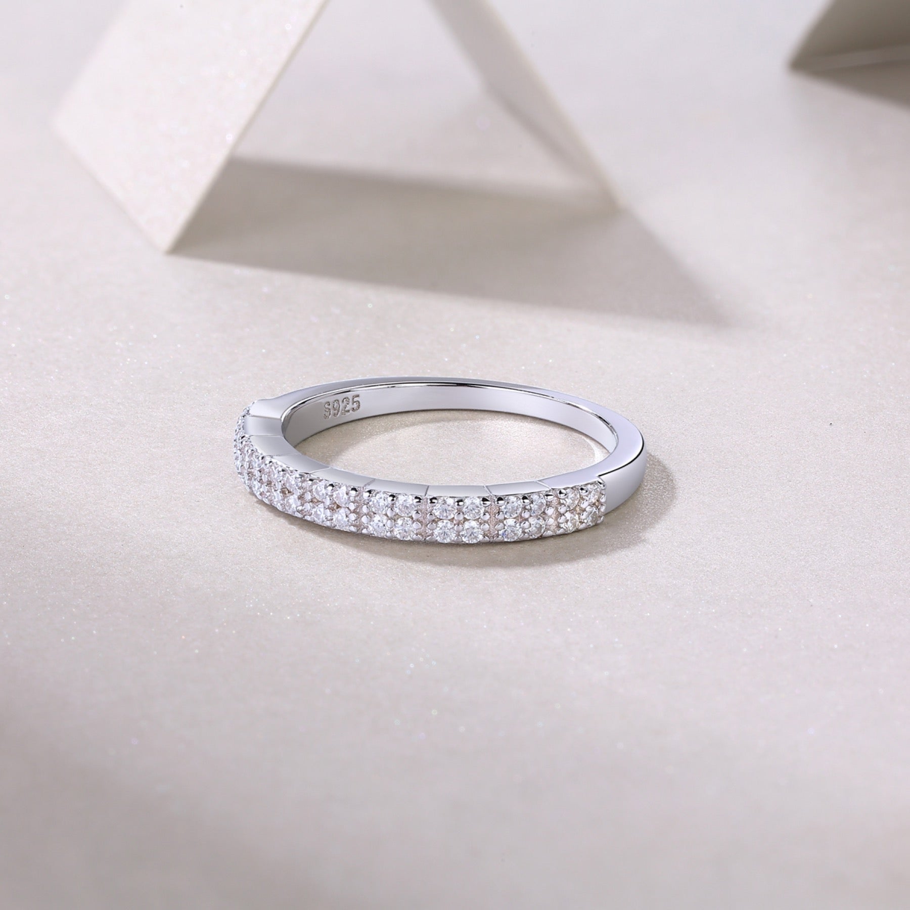 Amata Moissanite Band Ring in Sterling Silver