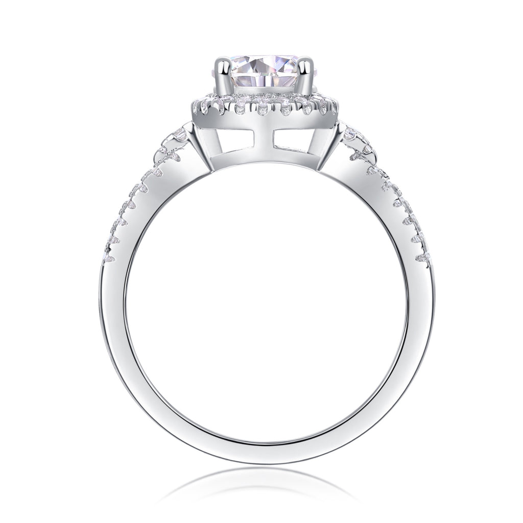 Intesa Moissanite Halo Ring in Sterling Silver