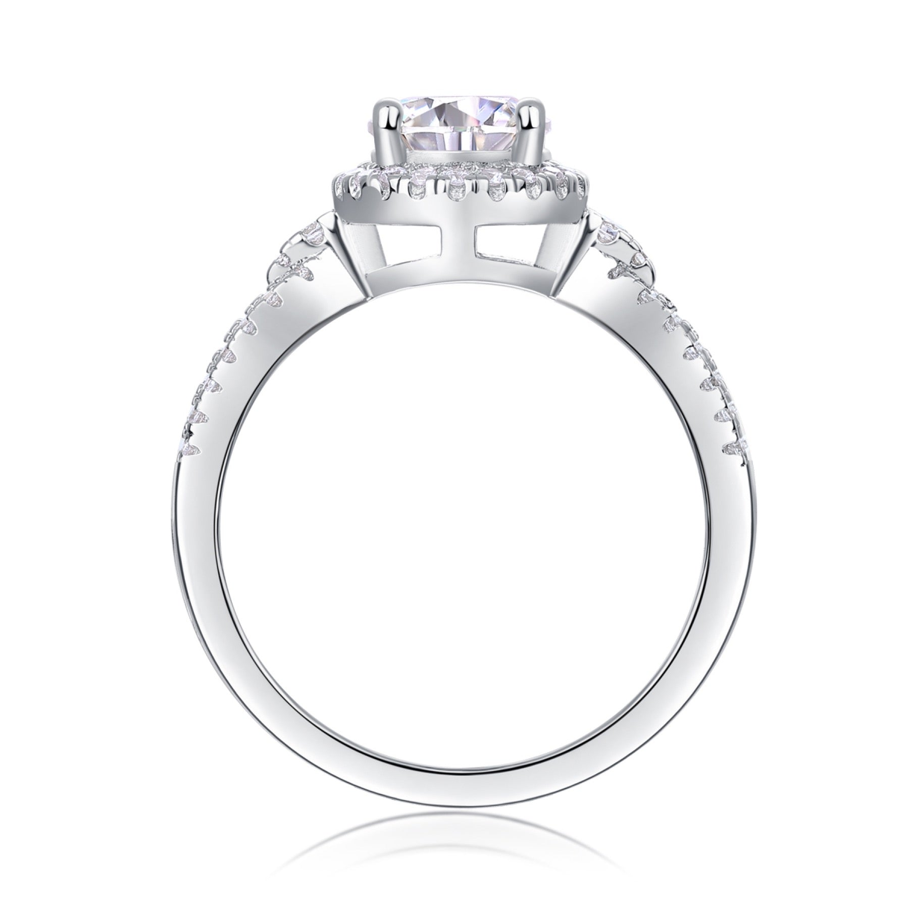 Intesa Moissanite Halo Ring in Sterling Silver