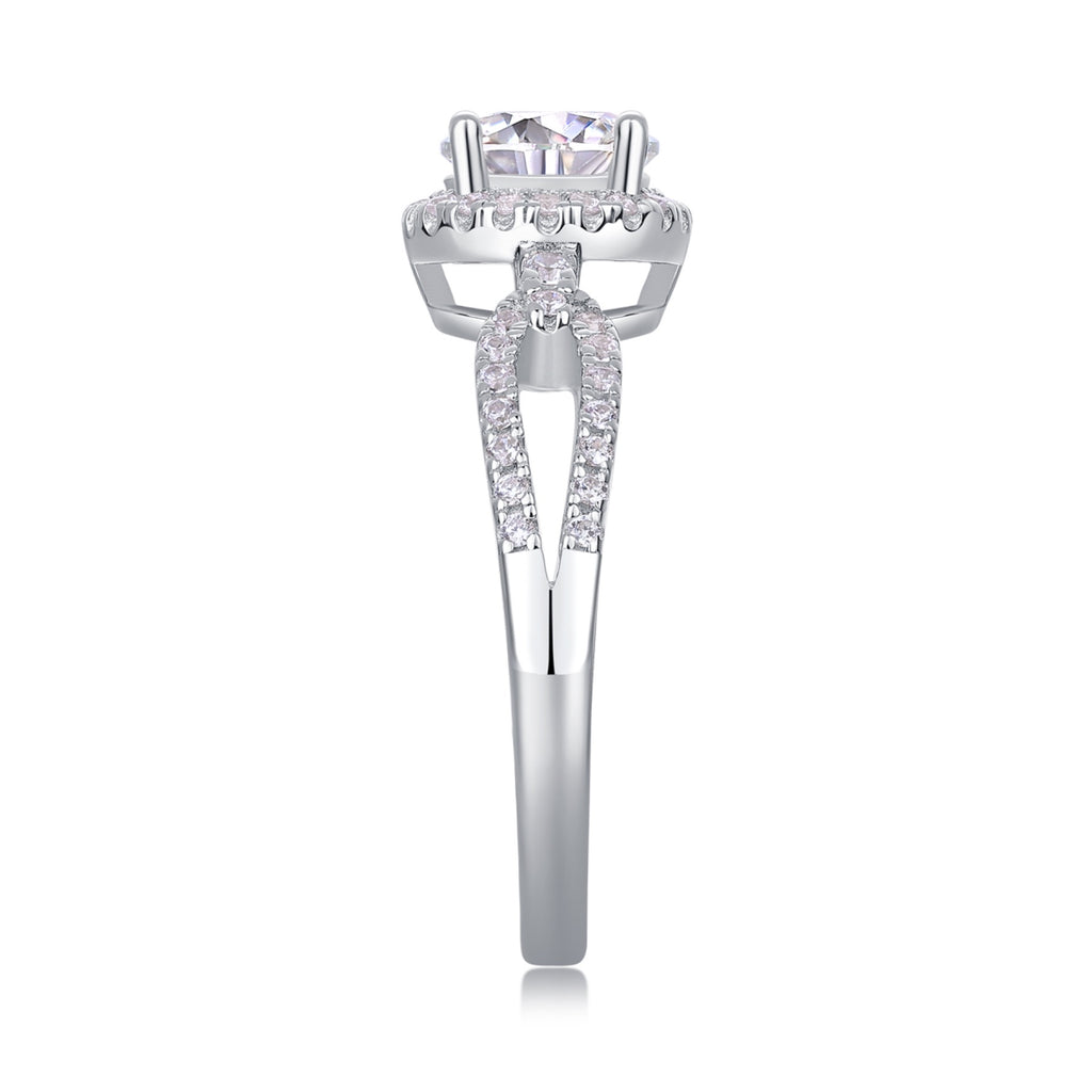 Intesa Moissanite Halo Ring in Sterling Silver