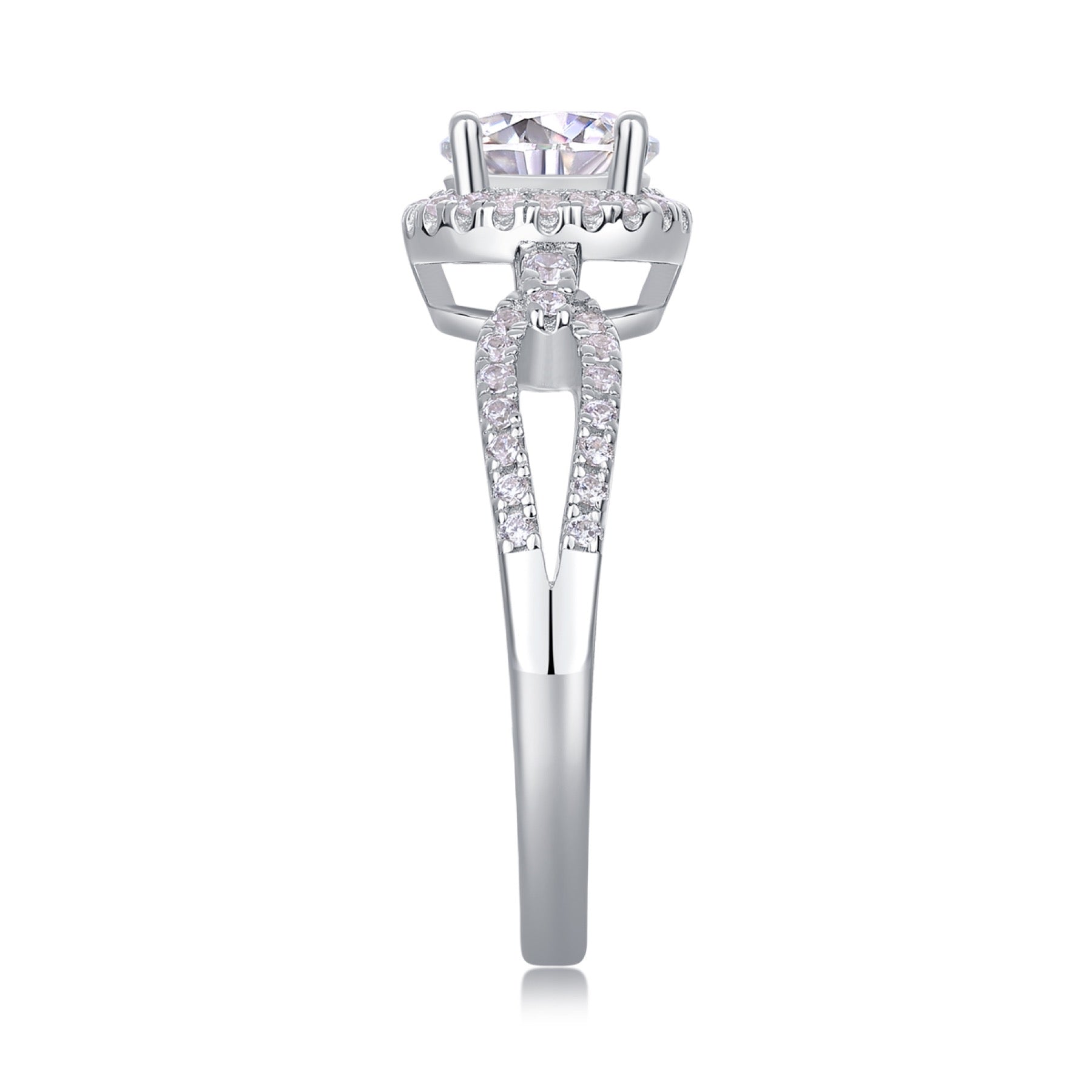 Intesa Moissanite Halo Ring in Sterling Silver