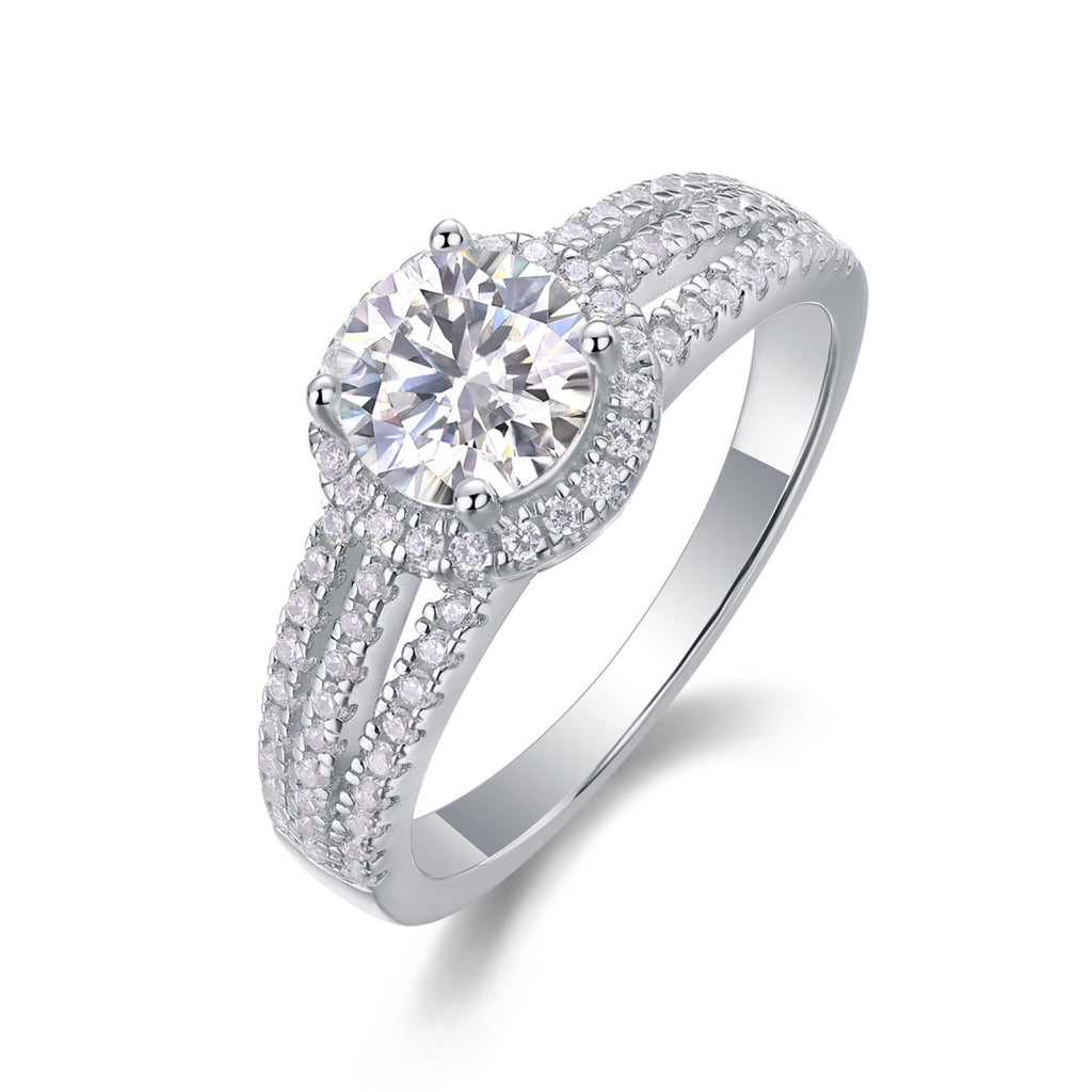 Ricordo Moissanite Halo Ring in Sterling Silver